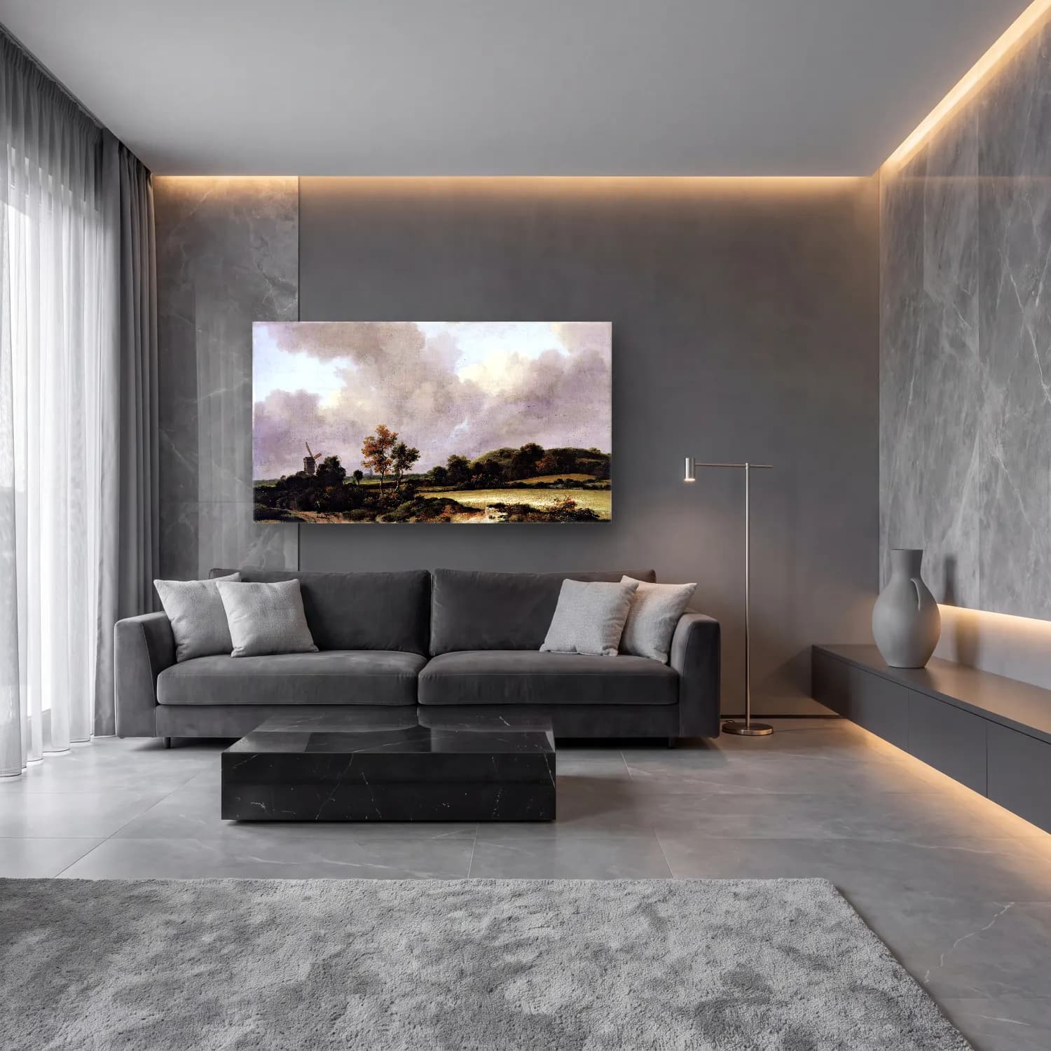 Jacob Isaackszon van Ruisdael – Grainfields cam tablo — lüks salon duvarında