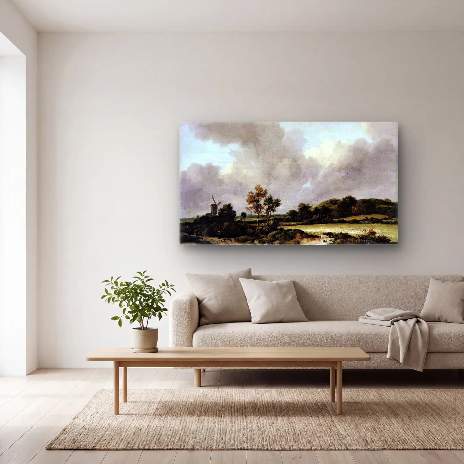 Jacob Isaackszon van Ruisdael – Grainfields cam tablo — açık renk salonda