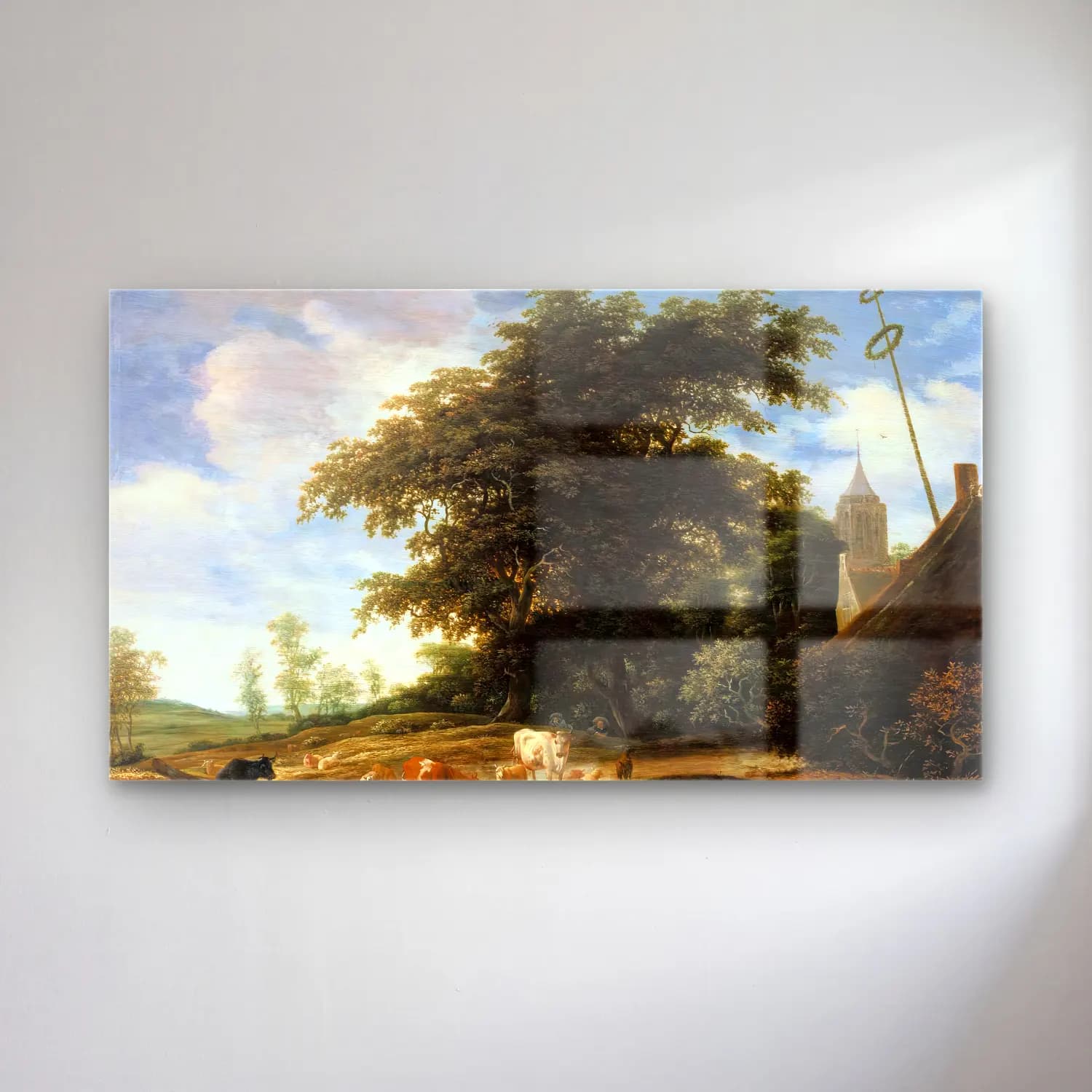 Jacob Isaackszon van Ruisdael – Landscape with Cattle cam tablo — Jacob Isaackszon van Ruisdael – Landscape with Cattle — yağlı boya yalnız ağaç