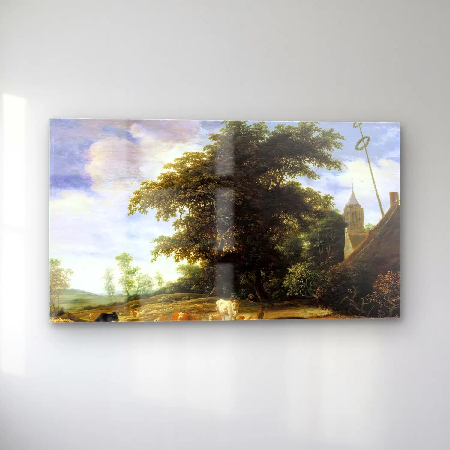 Jacob Isaackszon van Ruisdael – Landscape with Cattle cam tablo — sol açıdan görünüm