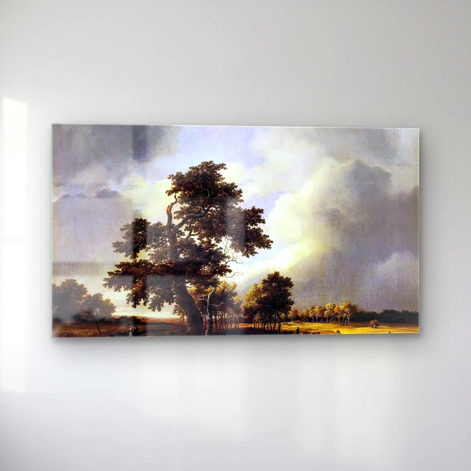 Jacob Isaackszon van Ruisdael – Landscape with Shepherds and Peasants cam tablo — sol açıdan görünüm