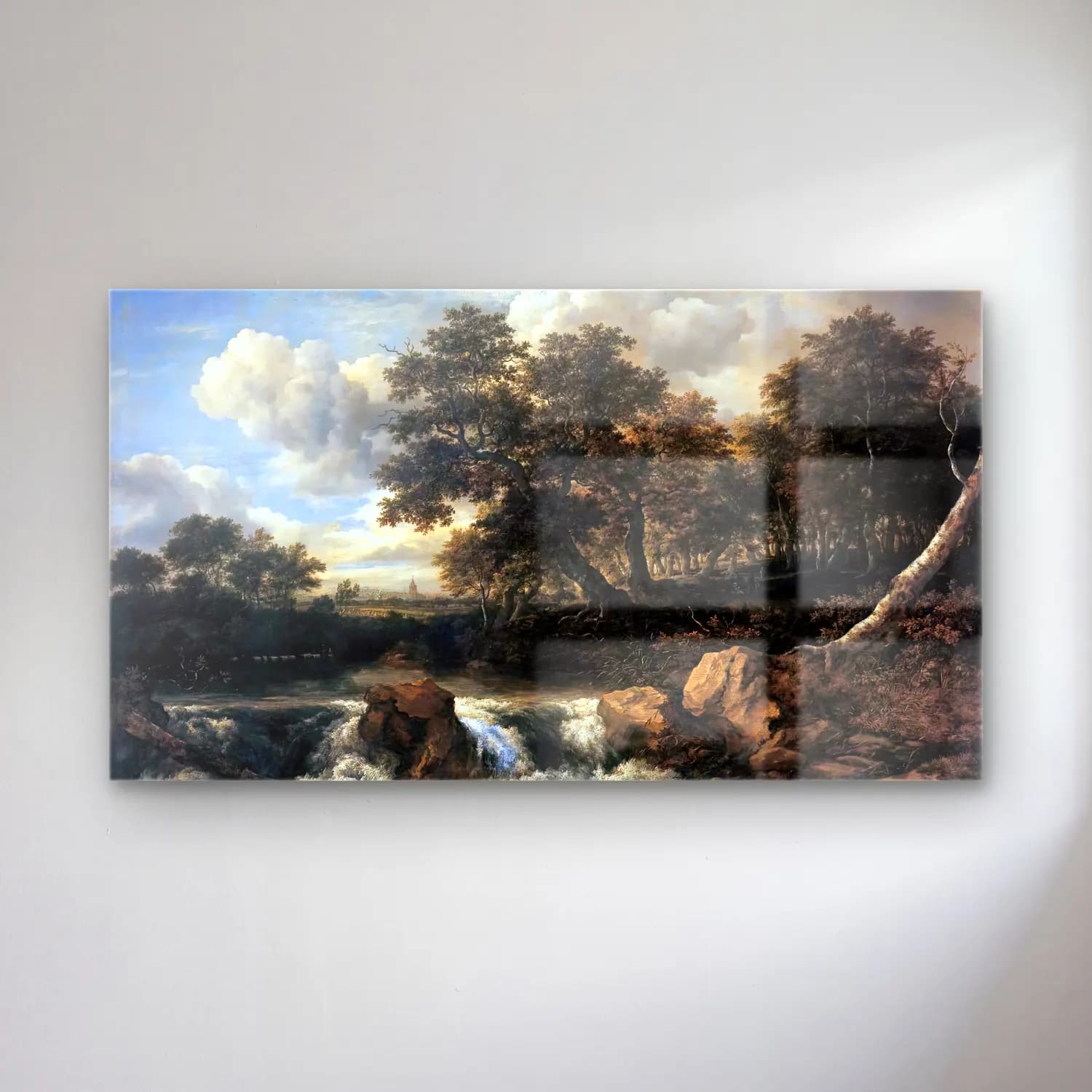 Jacob Isaackszon van Ruisdael – Landscape with Waterfall cam tablo — Jacob Isaackszon van Ruisdael – Landscape with Waterfall — yağlı boya kırda nehir