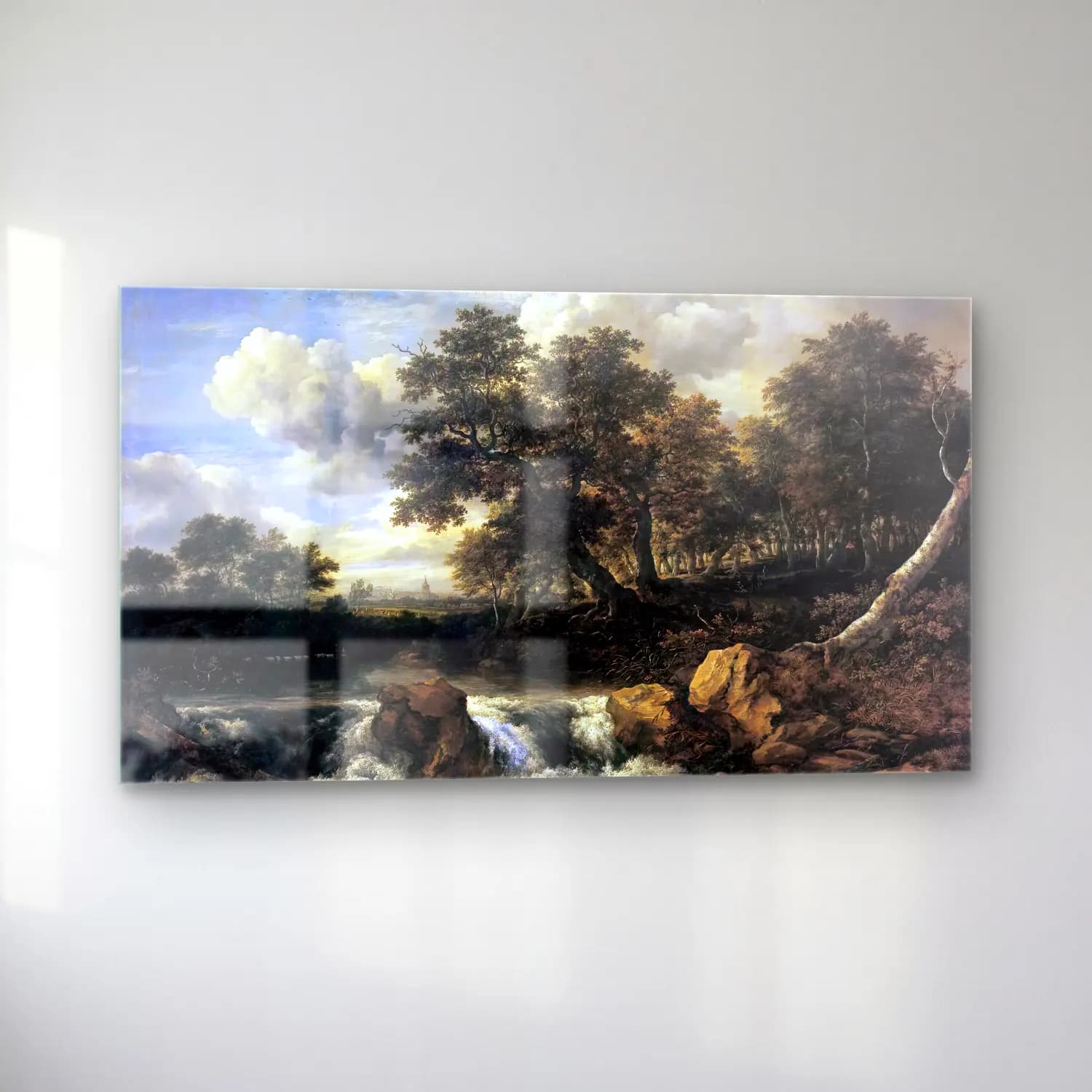 Jacob Isaackszon van Ruisdael – Landscape with Waterfall cam tablo — sol açıdan görünüm