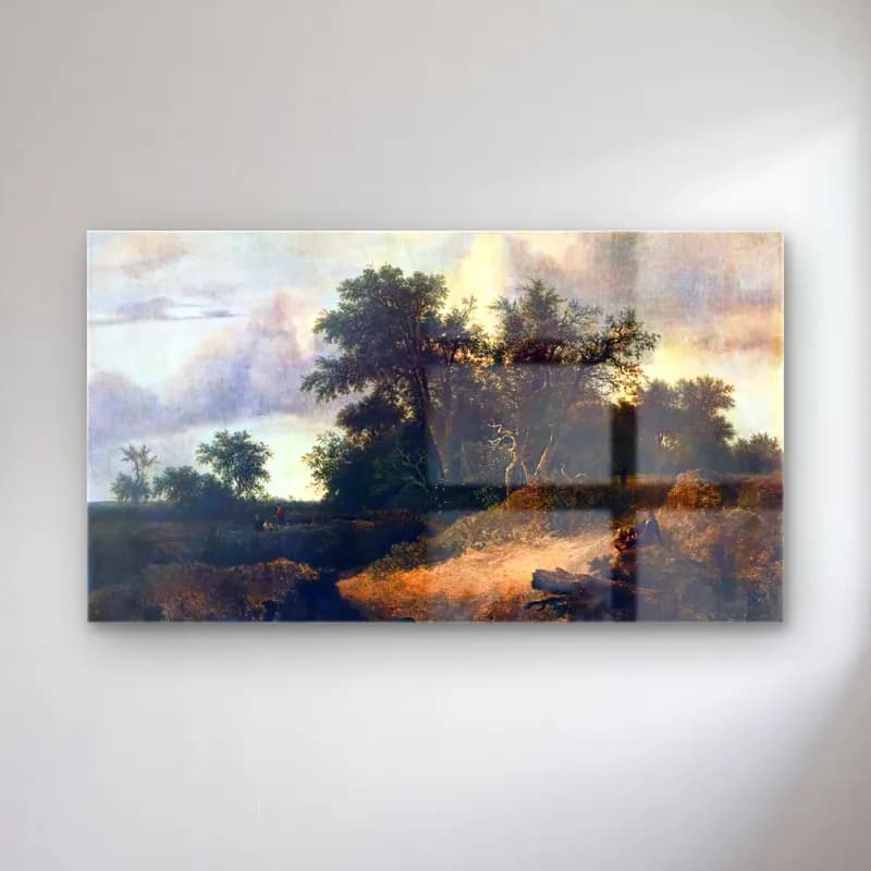Jacob Isaackszon van Ruisdael – Landscape with a House in the Grove cam tablo — Jacob Isaackszon van Ruisdael – Landscape with a House in the Grove — yağlı boya kırda nehir