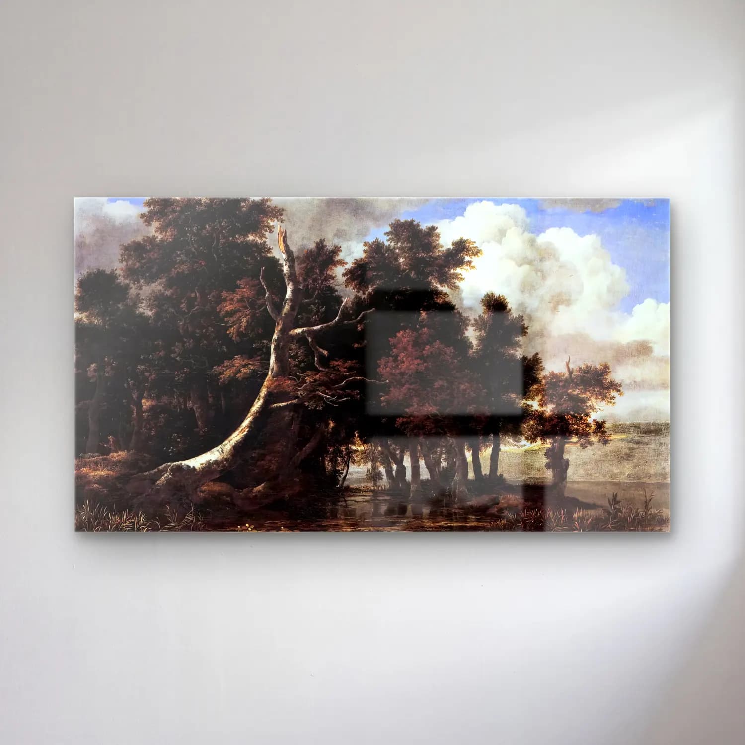 Jacob Isaackszon van Ruisdael – Oaks by a Lake with Waterlilies cam tablo — Jacob Isaackszon van Ruisdael – Oaks by a Lake with Waterlilies — yağlı boya orman