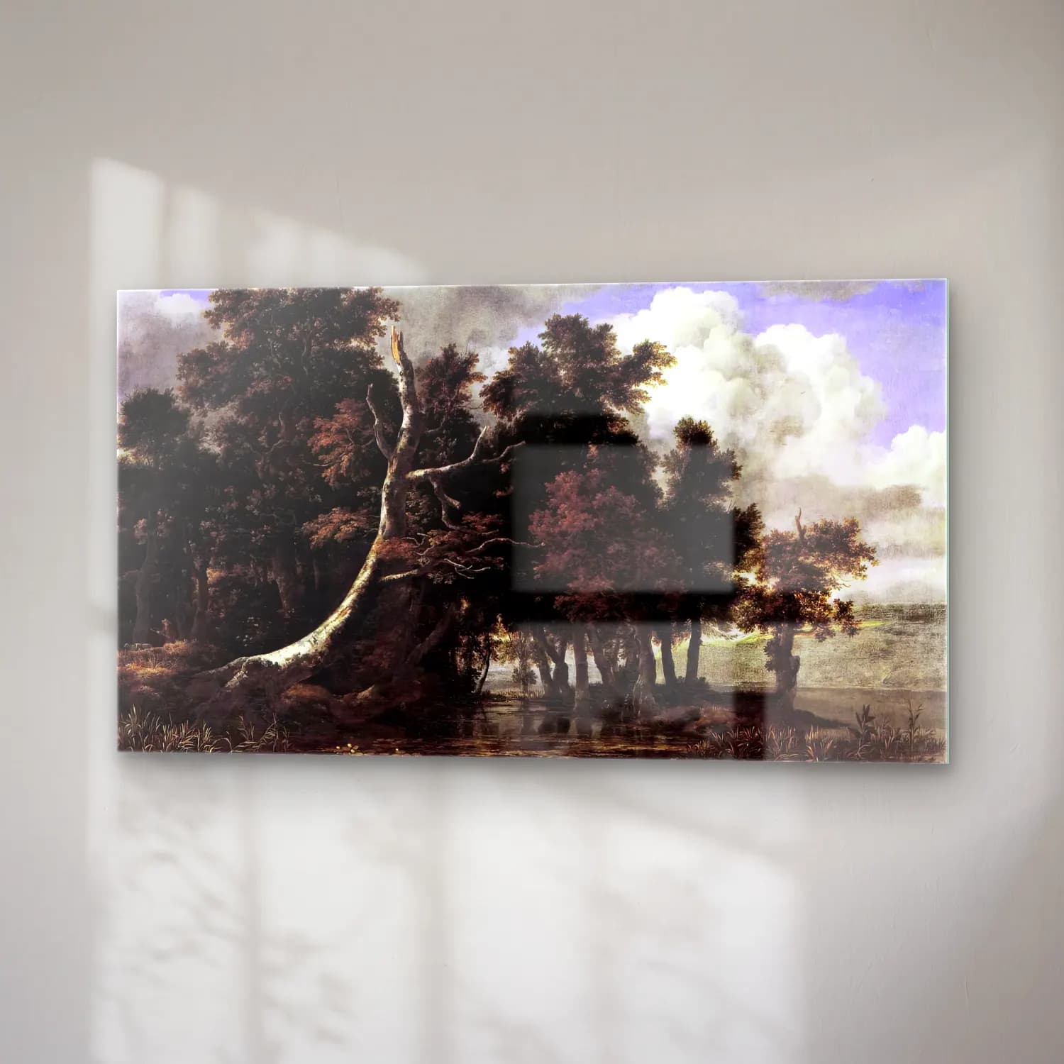 Jacob Isaackszon van Ruisdael – Oaks by a Lake with Waterlilies cam tablo — sağ açıdan görünüm