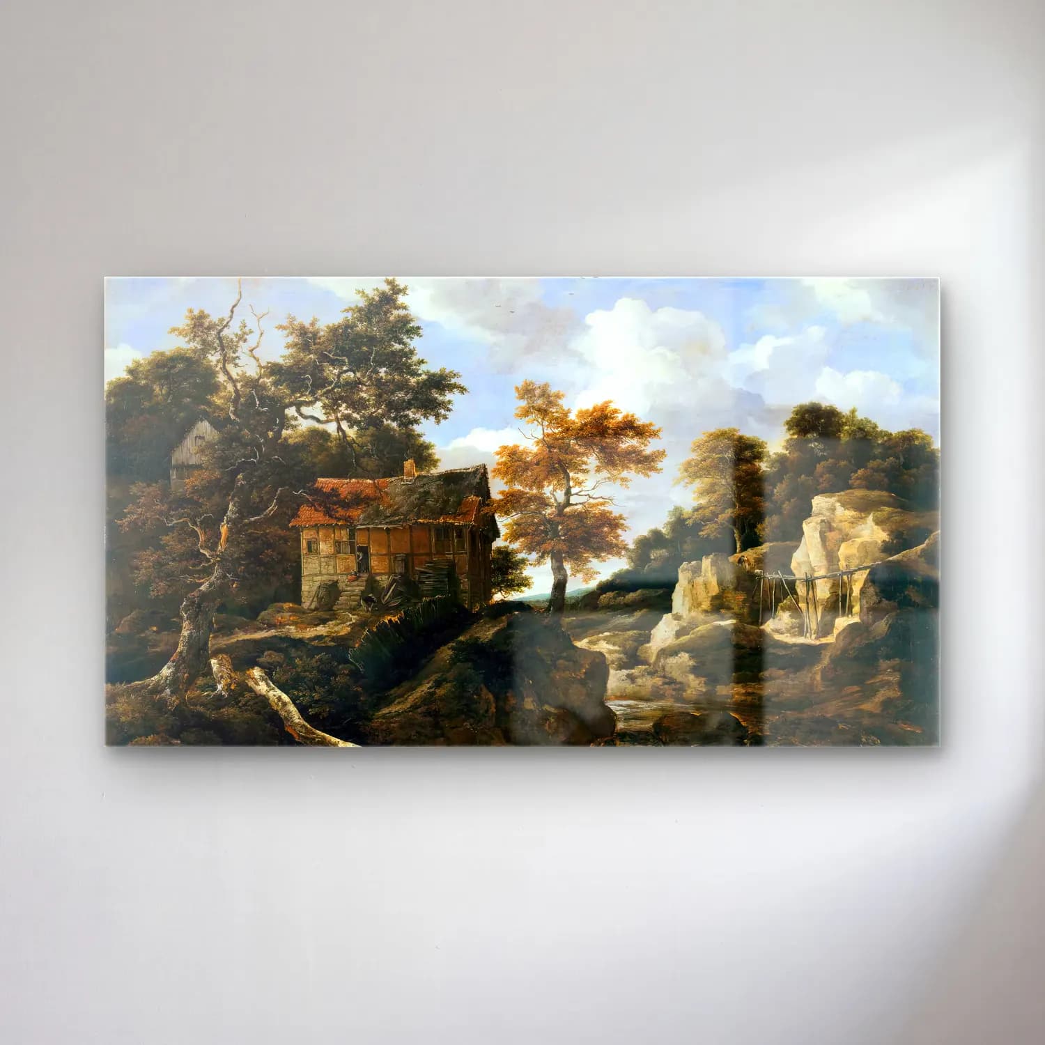 Jacob Isaackszon van Ruisdael – Rocky Landscape with a Waterfall cam tablo — Jacob Isaackszon van Ruisdael – Rocky Landscape with a Waterfall — yağlı boya kırda nehir