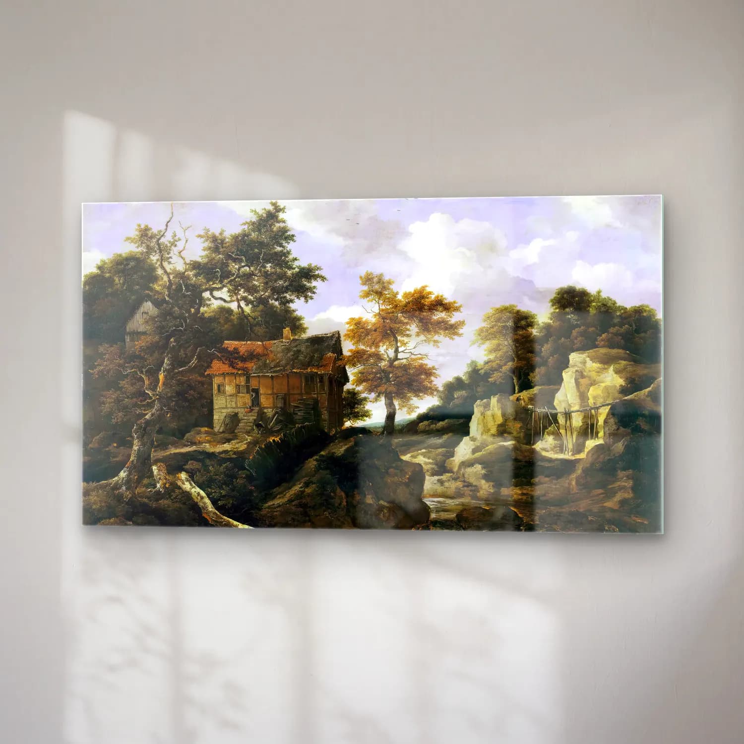 Jacob Isaackszon van Ruisdael – Rocky Landscape with a Waterfall cam tablo — sağ açıdan görünüm