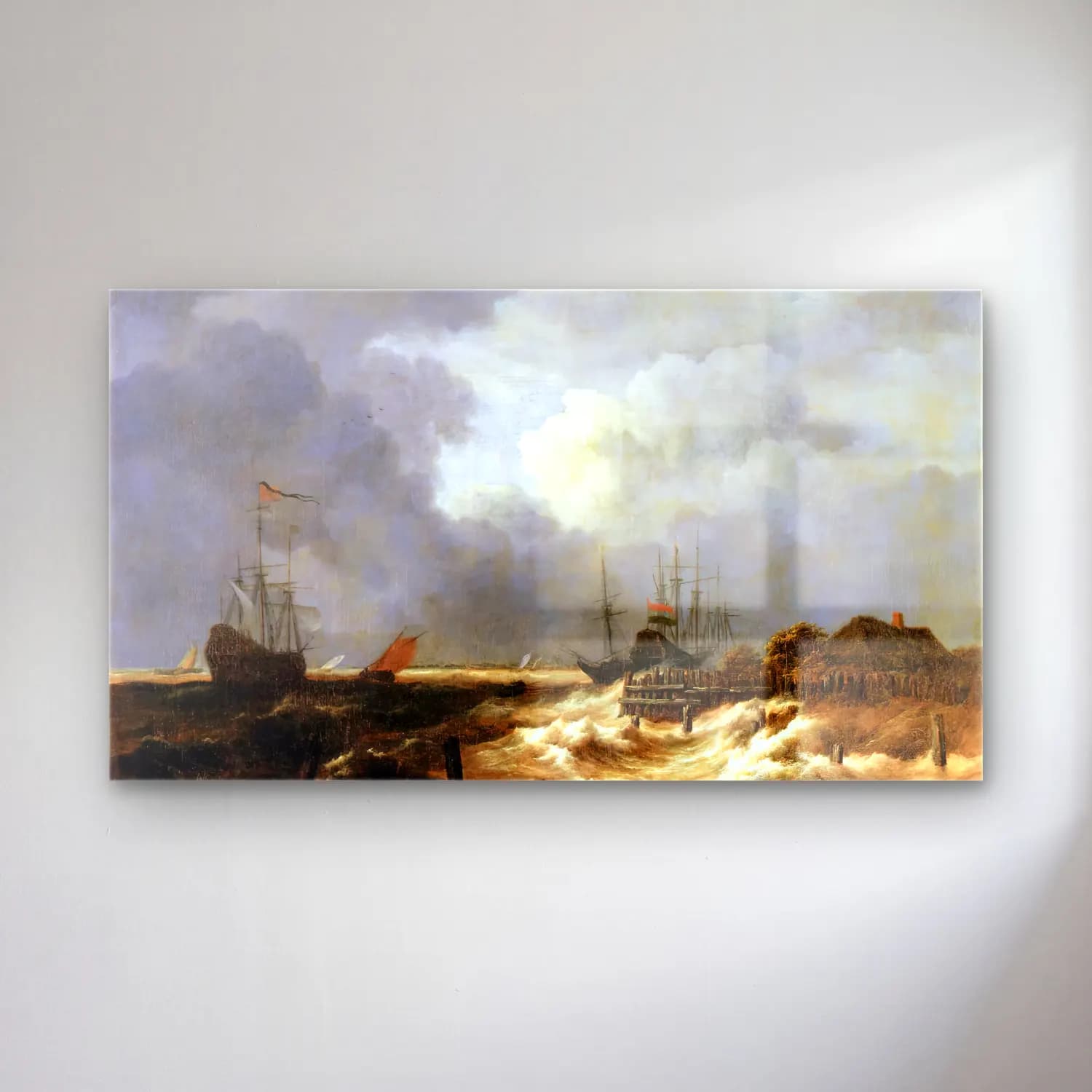 Jacob Isaackszon van Ruisdael – The Breakwater cam tablo — Jacob Isaackszon van Ruisdael – The Breakwater — yağlı boya fırtınalı denizde gemi