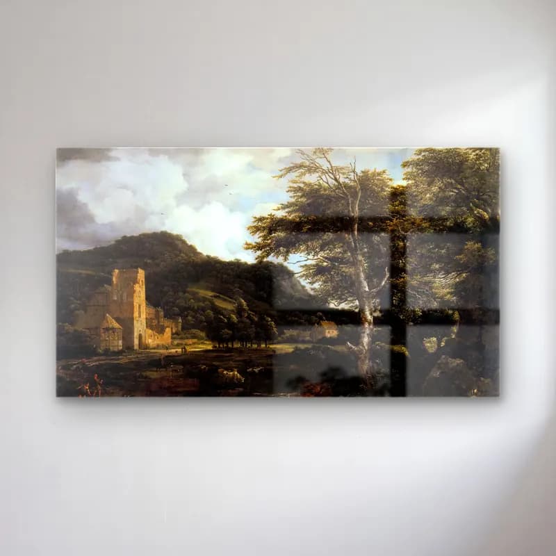 Jacob Isaackszon van Ruisdael – The Cloister cam tablo — Jacob Isaackszon van Ruisdael – The Cloister — yağlı boya kırda nehir