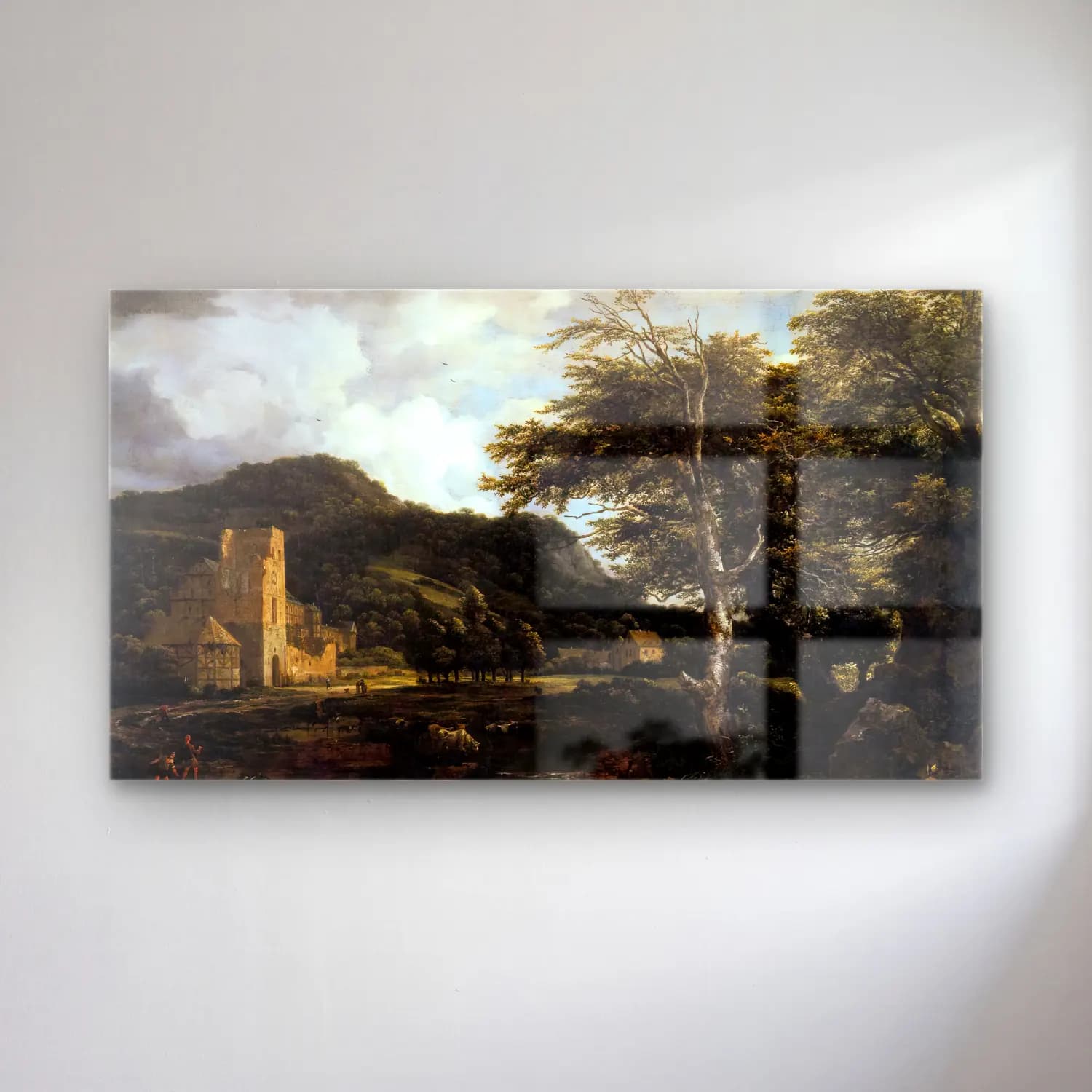 Jacob Isaackszon van Ruisdael – The Cloister cam tablo — Jacob Isaackszon van Ruisdael – The Cloister — yağlı boya kırda nehir
