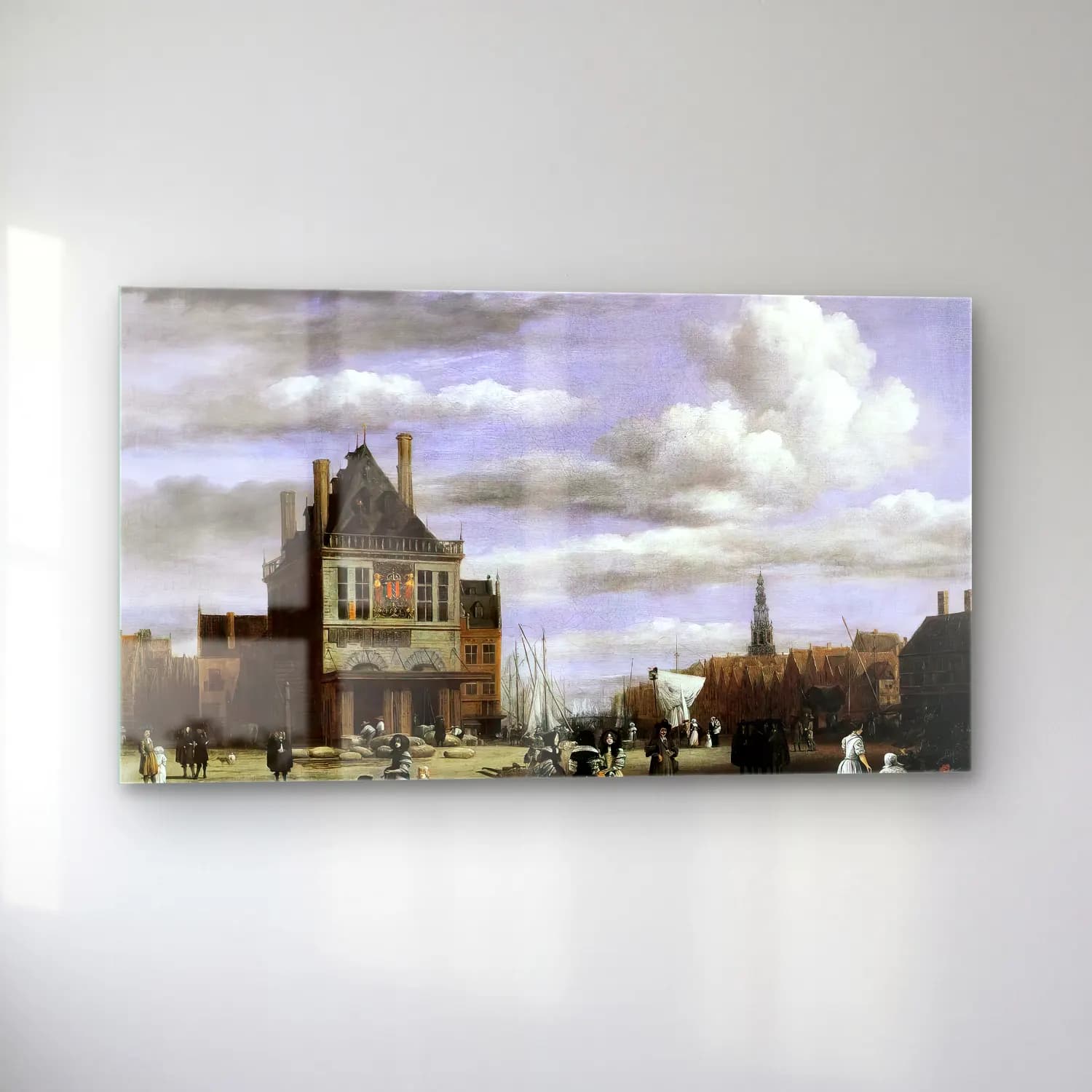 Jacob Isaackszon van Ruisdael – The Dam Square in Amsterdam cam tablo — sol açıdan görünüm