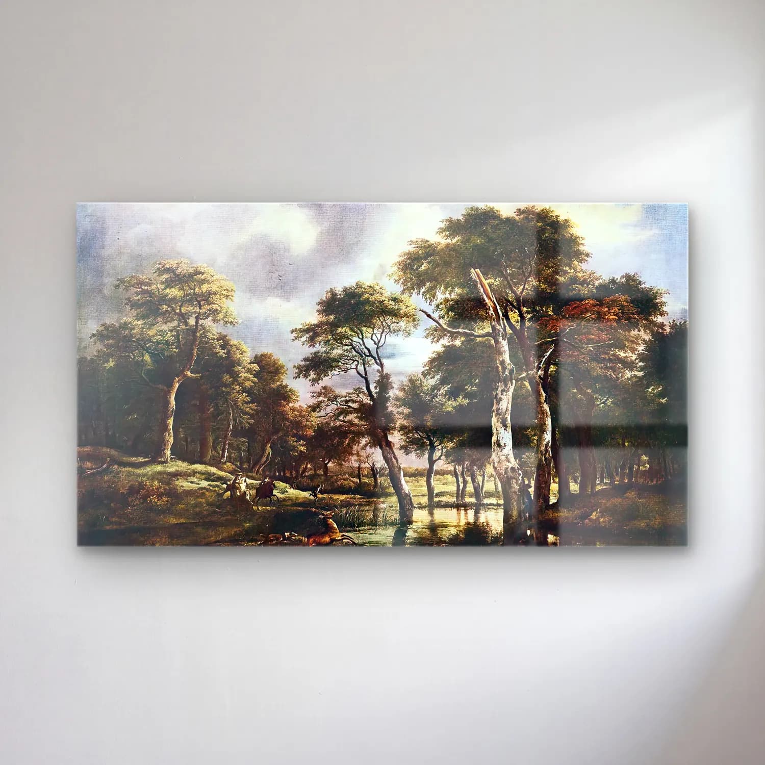 Jacob Isaackszon van Ruisdael – The Hunt cam tablo — Jacob Isaackszon van Ruisdael – The Hunt — vintage kırda nehir