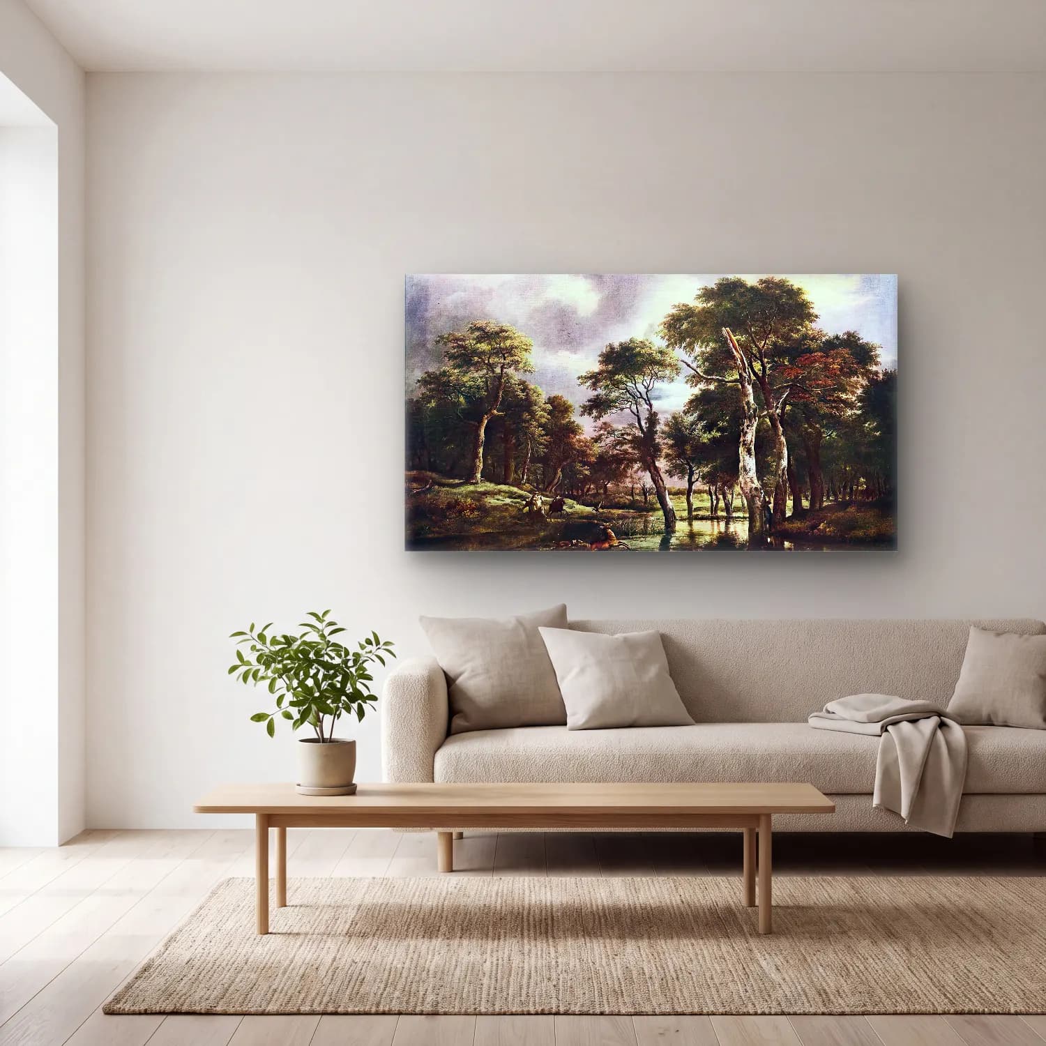 Jacob Isaackszon van Ruisdael – The Hunt cam tablo — açık renk salonda
