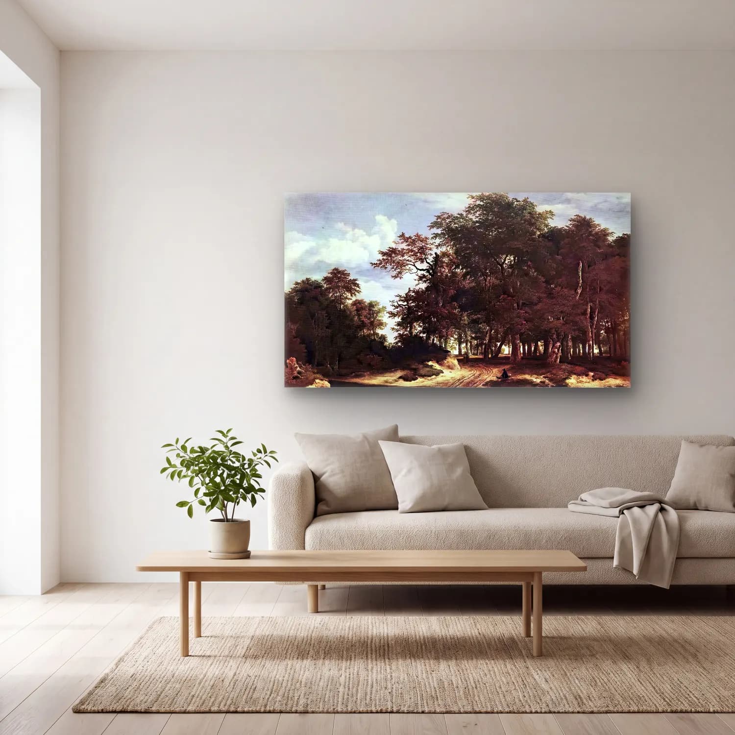 Jacob Isaackszon van Ruisdael – The Large Forest cam tablo — açık renk salonda