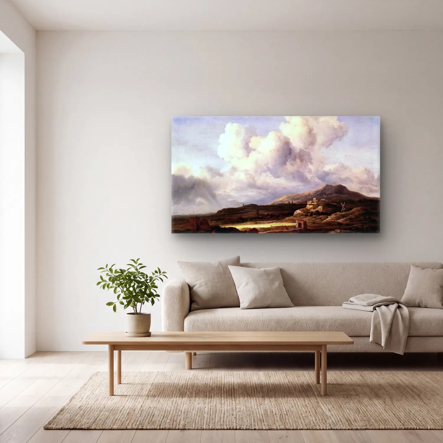 Jacob Isaackszon van Ruisdael – The Ray of Sunlight cam tablo — açık renk salonda