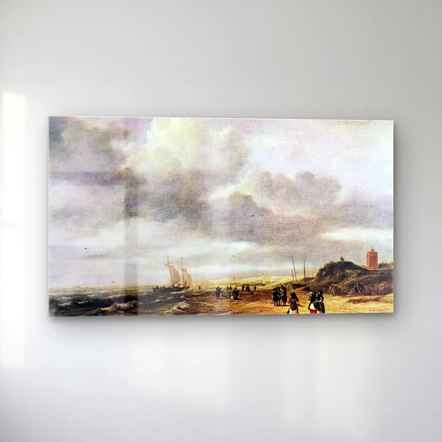 Jacob Isaackszon van Ruisdael – The Shore at Egmond-an-Zee cam tablo — sol açıdan görünüm