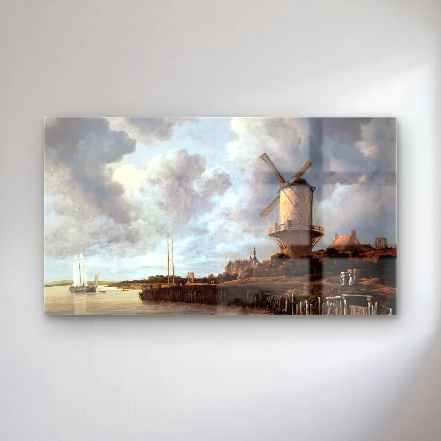Jacob Isaackszon van Ruisdael – The Windmill at Wijk bij Duurstede cam tablo — Jacob Isaackszon van Ruisdael – The Windmill at Wijk bij Duurstede — yağlı boya liman ve tekneler