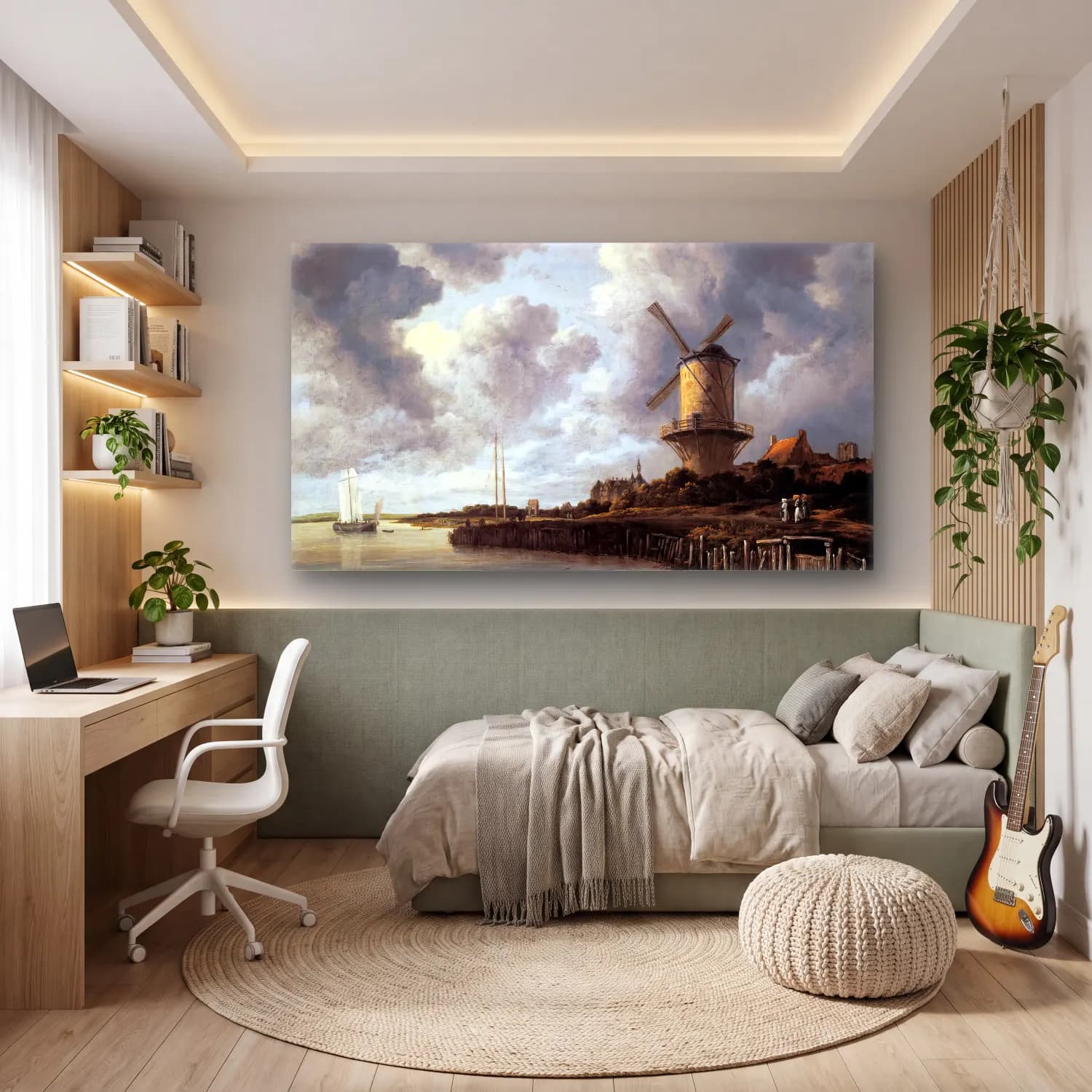 Jacob Isaackszon van Ruisdael – The Windmill at Wijk bij Duurstede cam tablo — genç odasında