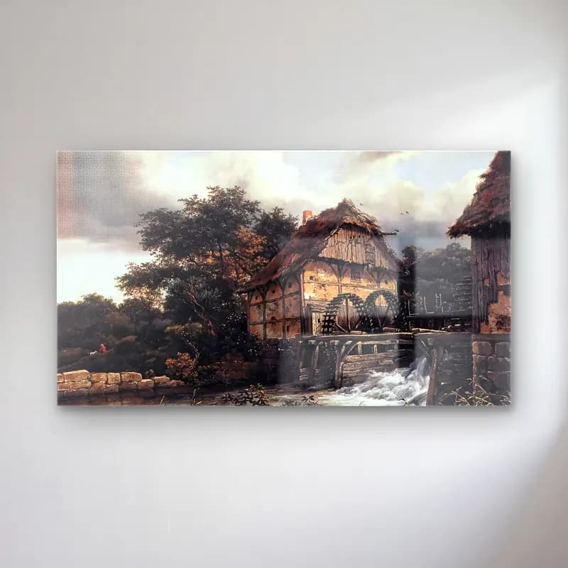 Jacob Isaackszon van Ruisdael – Two Watermills and an Open Sluice cam tablo — Jacob Isaackszon van Ruisdael – Two Watermills and an Open Sluice — yağlı boya kır evi
