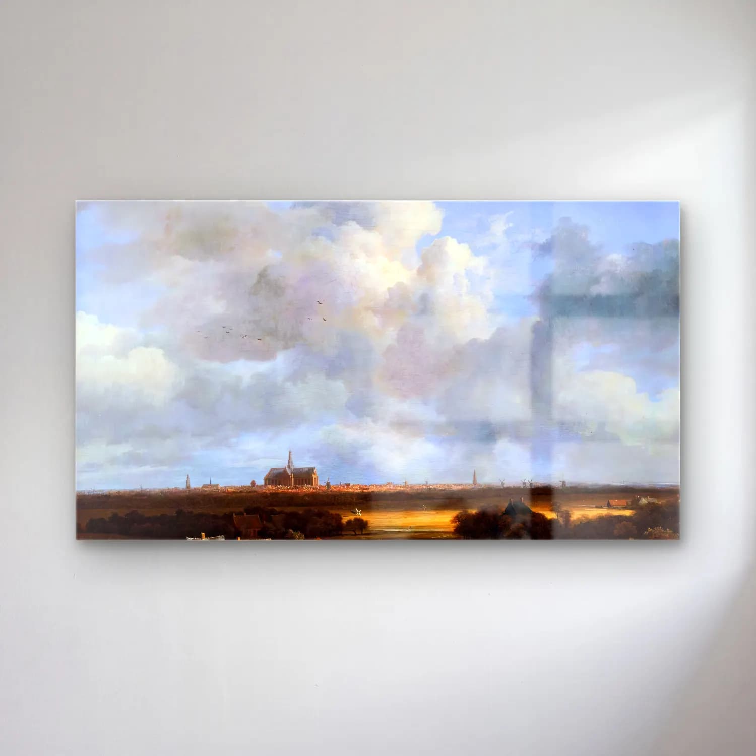 Jacob Isaackszon van Ruisdael – View of Haarlem with Bleaching Grounds cam tablo — Jacob Isaackszon van Ruisdael – View of Haarlem with Bleaching Grounds — yağlı boya bulutlu gökyüzü