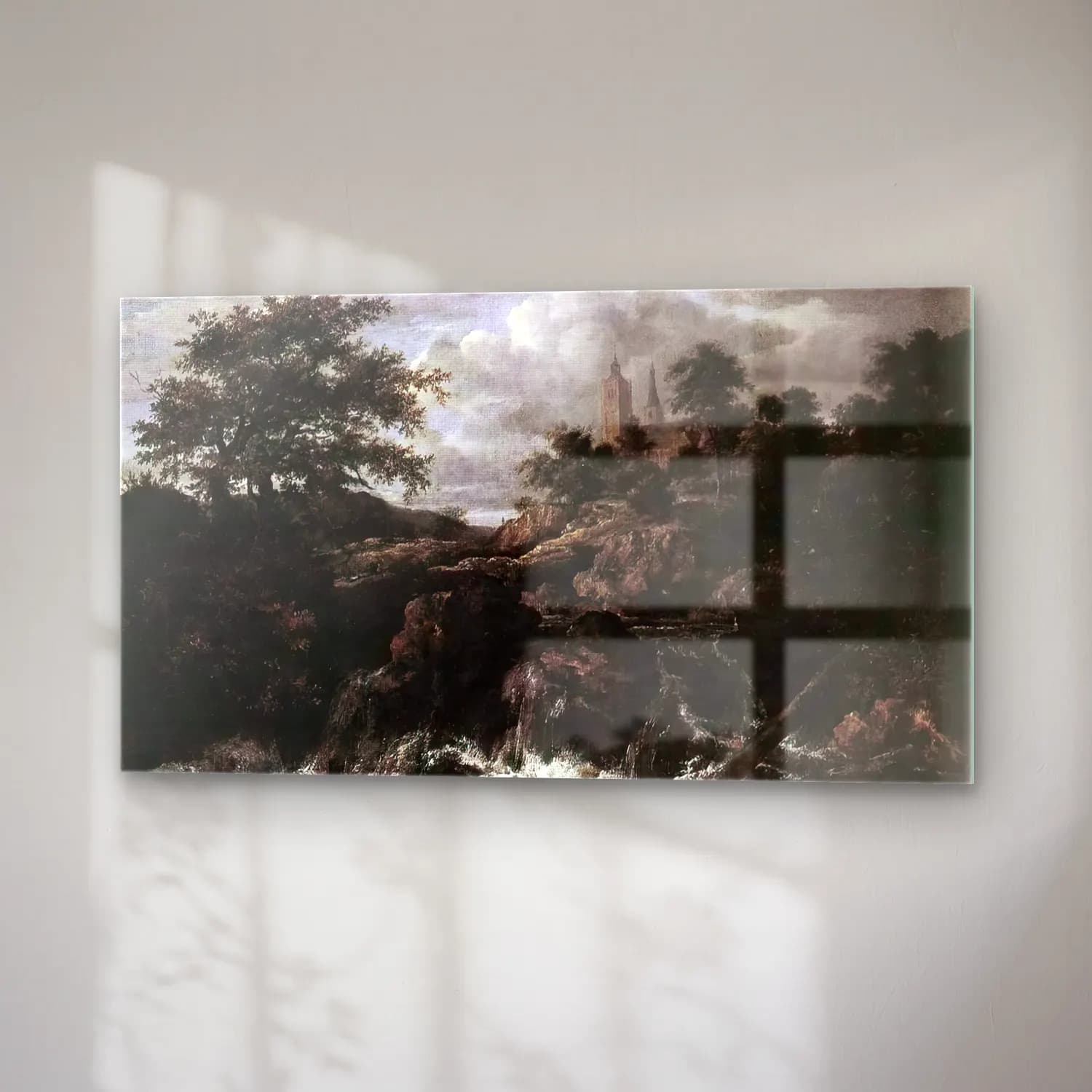 Jacob Isaackszon van Ruisdael – Waterfall by a Church cam tablo — sağ açıdan görünüm