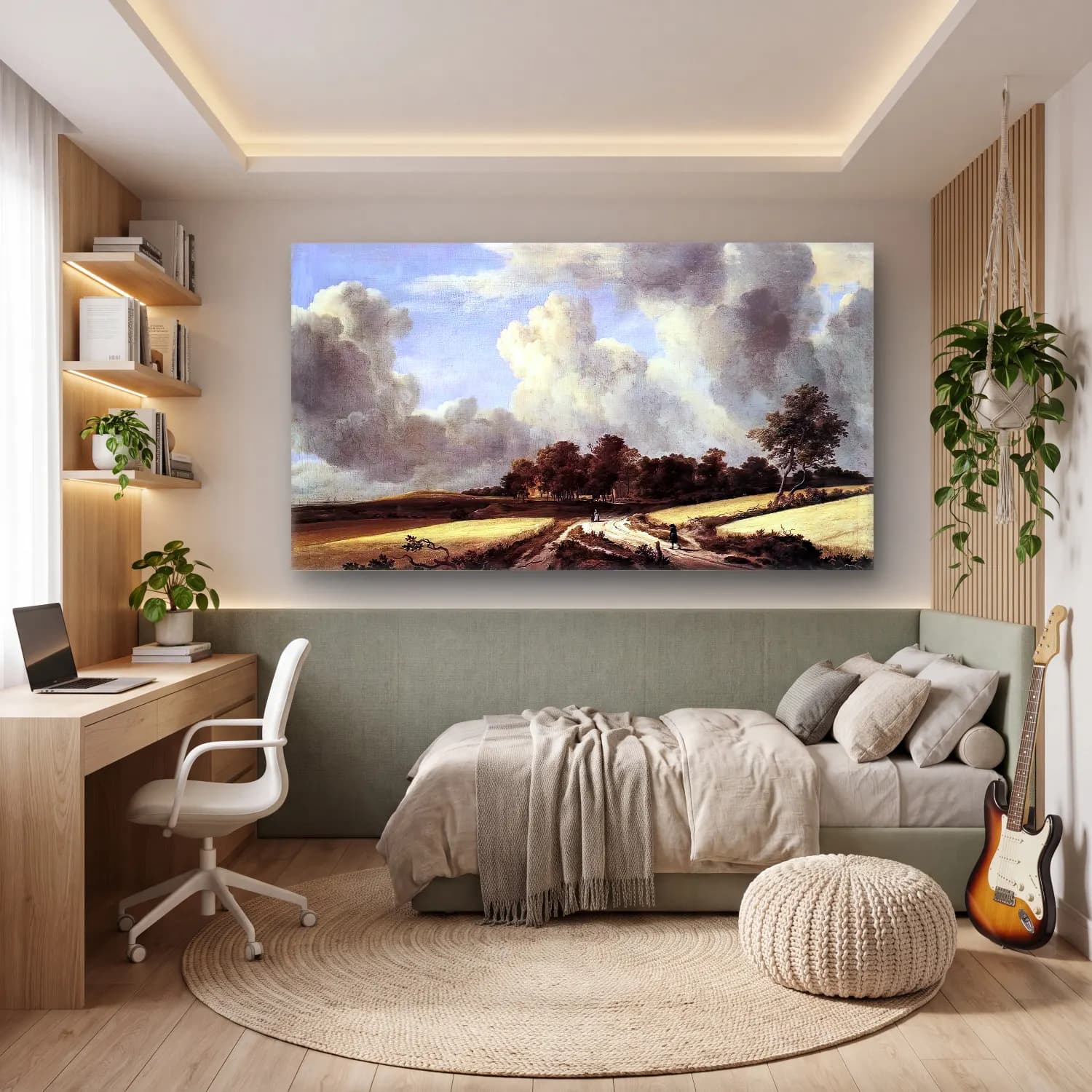 Jacob Isaackszon van Ruisdael – Wheat Fields cam tablo — genç odasında