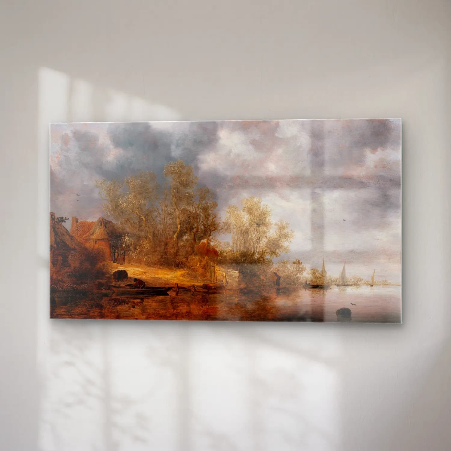 Salomon van Ruysdael – A Dutch Riverbank cam tablo — sağ açıdan görünüm