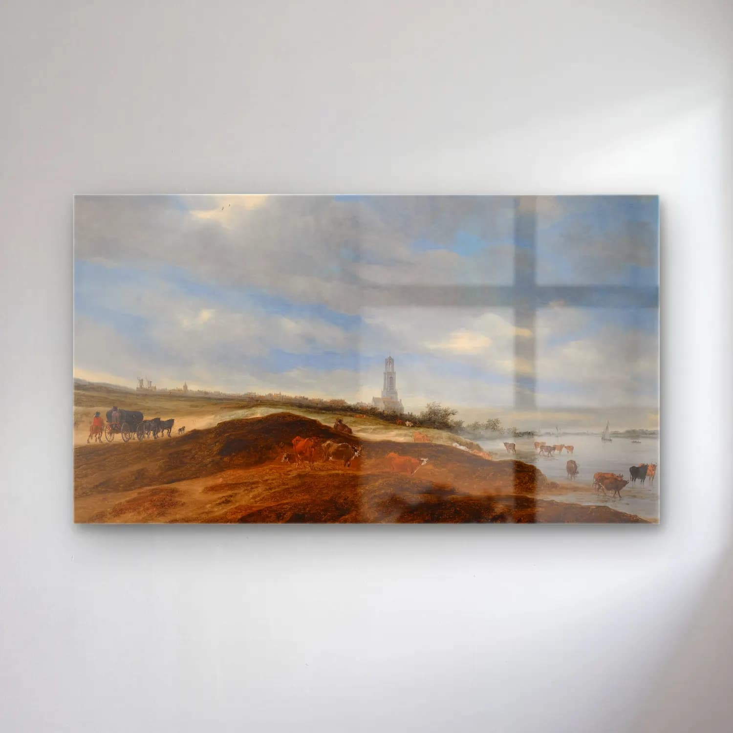 Salomon van Ruysdael – A Panoramic View Of Rhenen From The Banks Of The Rhine To… cam tablo — Salomon van Ruysdael – A Panoramic View Of Rhenen From The Banks Of The Rhine To… — yağlı boya katedral