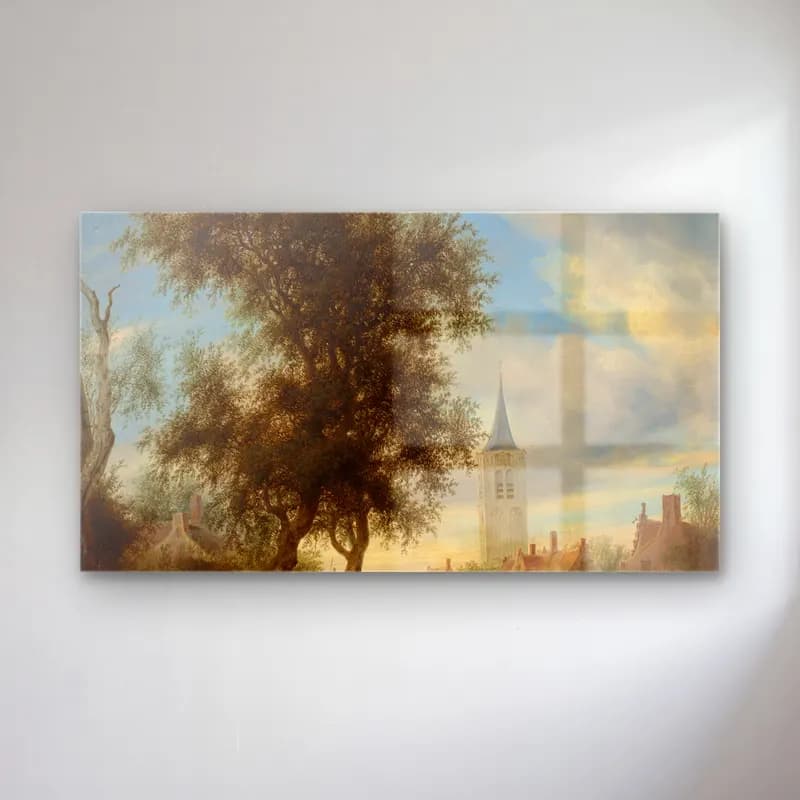 Salomon van Ruysdael – A view of Beverwijk cam tablo — Salomon van Ruysdael – A view of Beverwijk — yağlı boya katedral