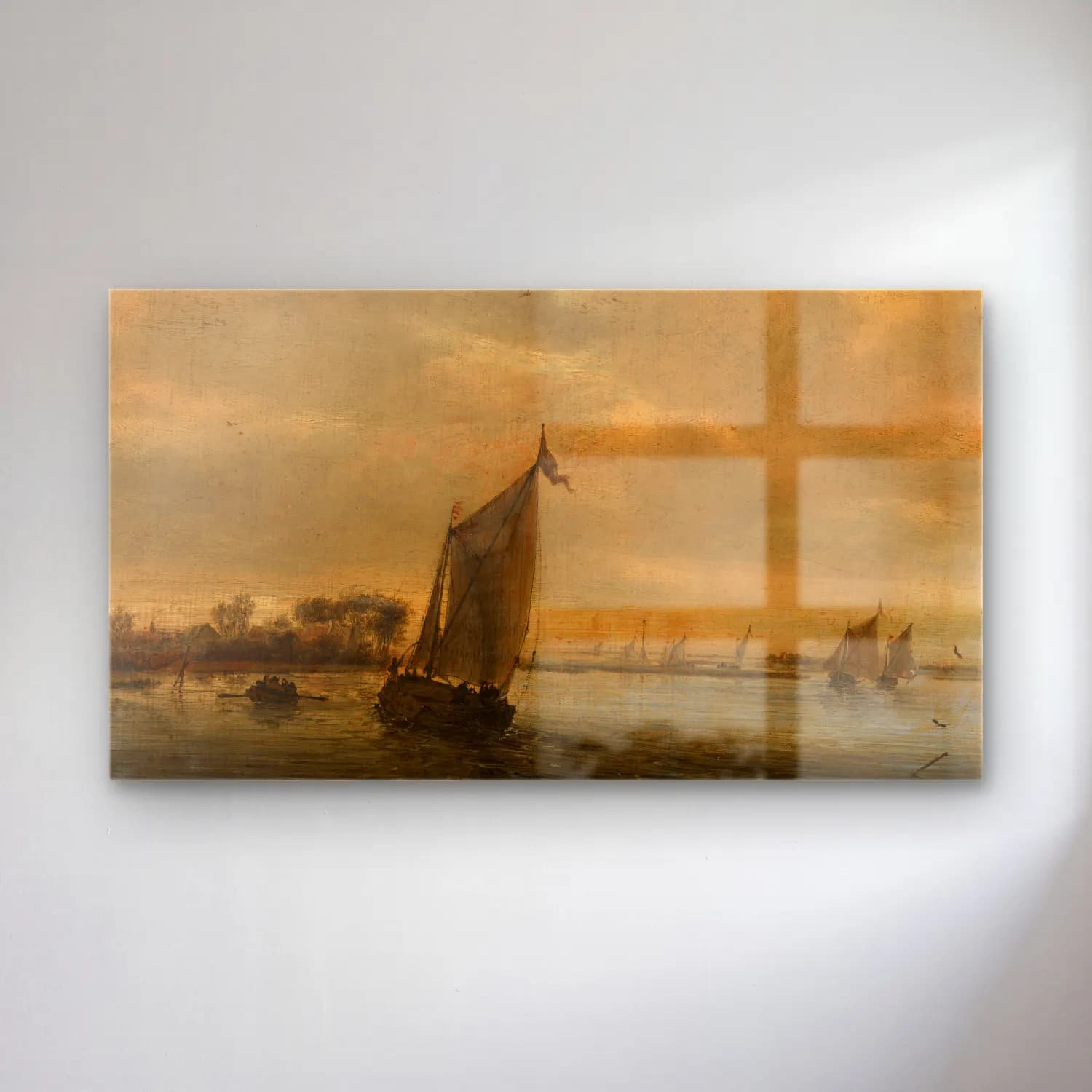 Salomon van Ruysdael – Calm Water cam tablo — Salomon van Ruysdael – Calm Water — yağlı boya yelkenliler