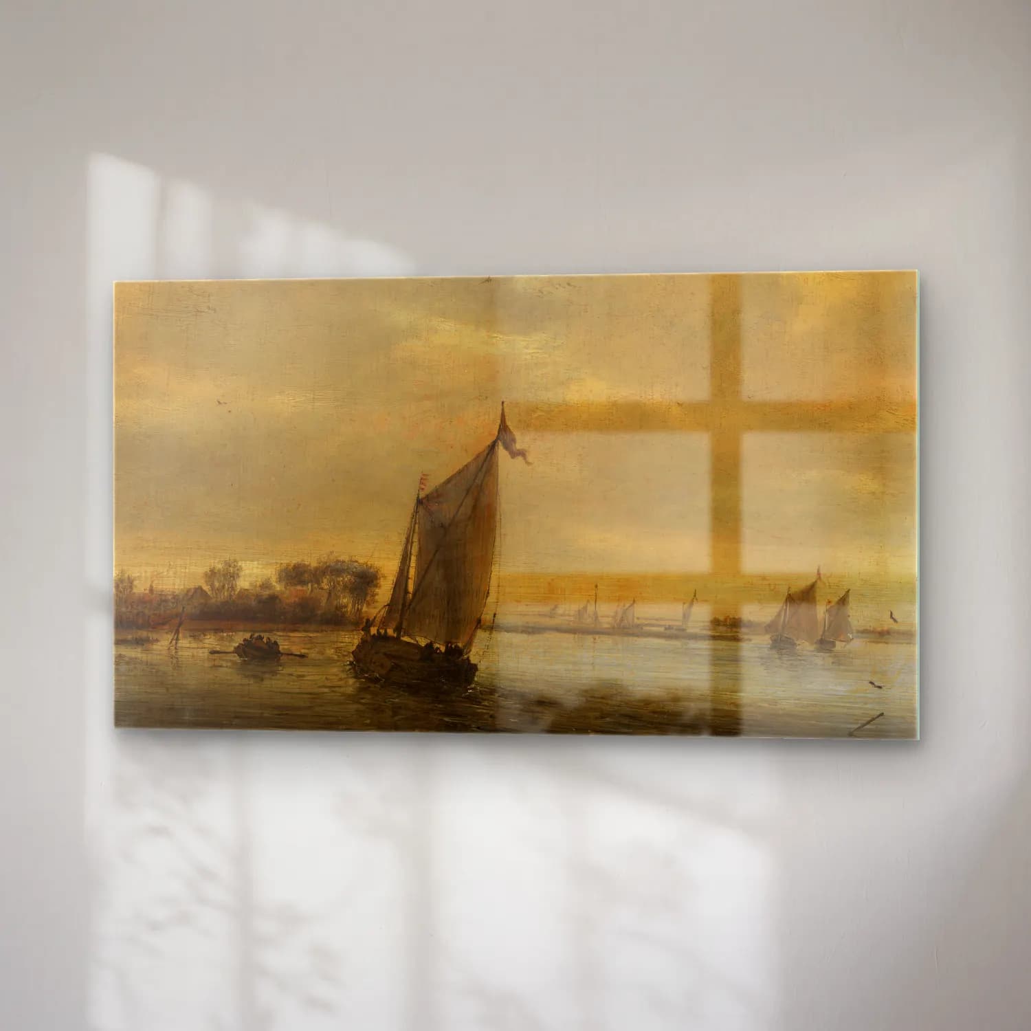 Salomon van Ruysdael – Calm Water cam tablo — sağ açıdan görünüm