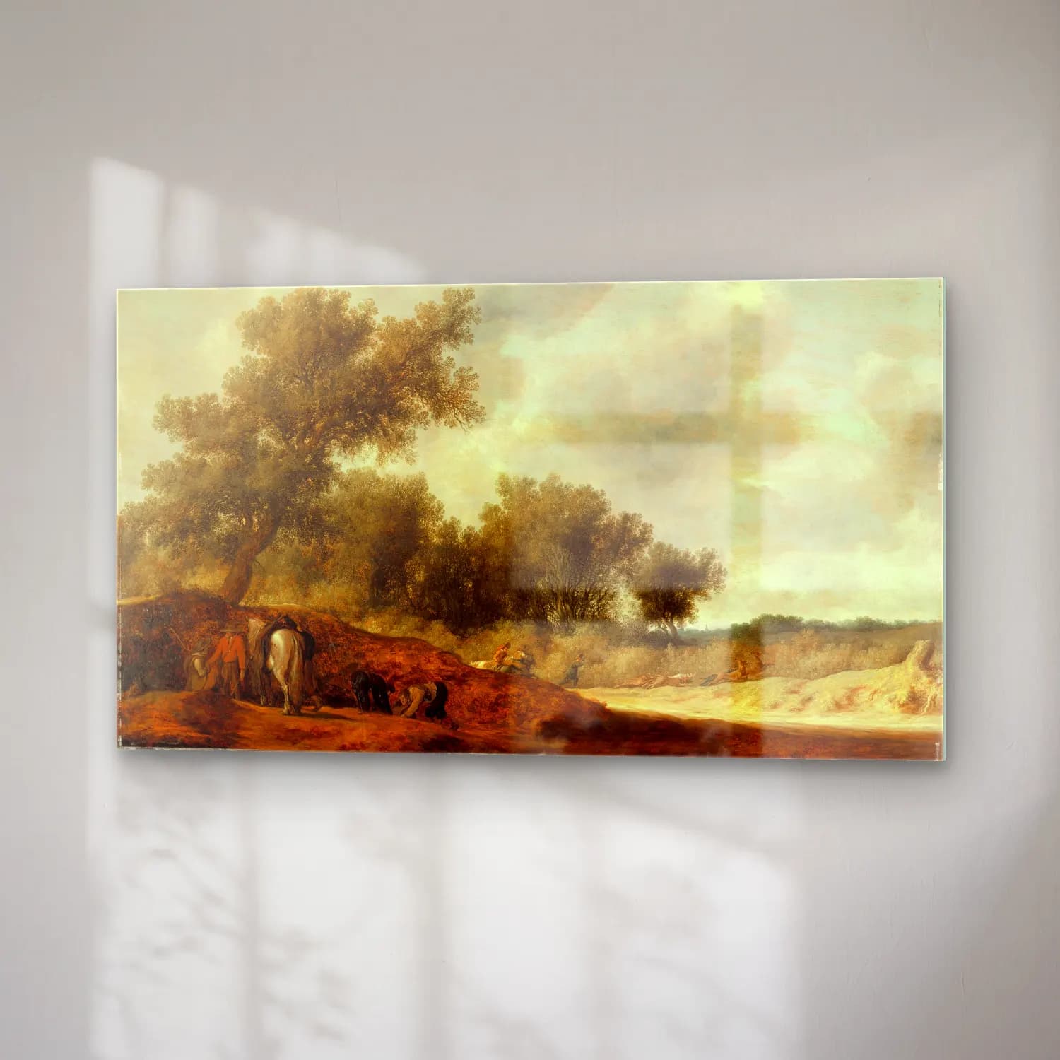 Salomon van Ruysdael – Landscape with Deer Hunters (circa 1630) cam tablo — sağ açıdan görünüm