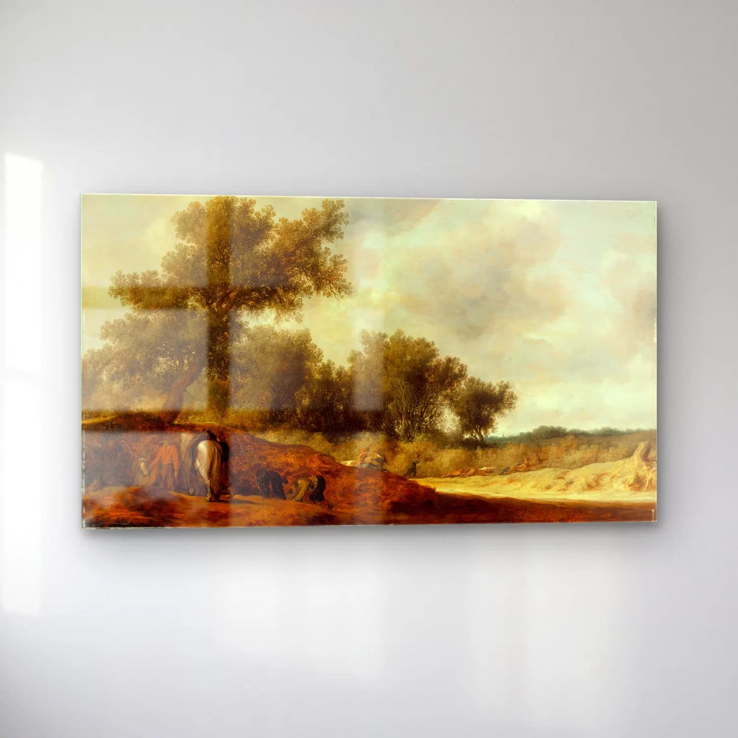 Salomon van Ruysdael – Landscape with Deer Hunters (circa 1630) cam tablo — sol açıdan görünüm