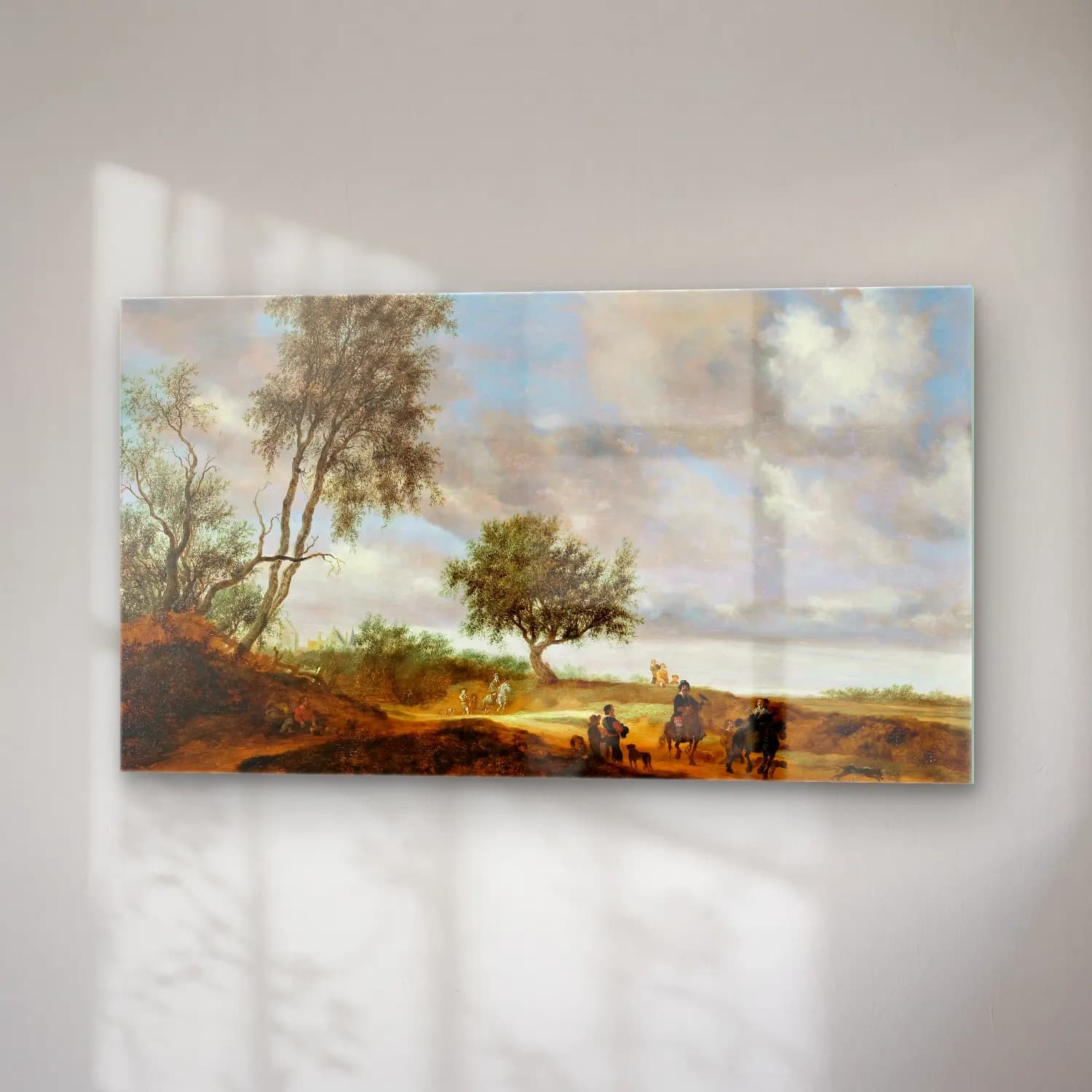 Salomon van Ruysdael – Landscape with hunters cam tablo — sağ açıdan görünüm