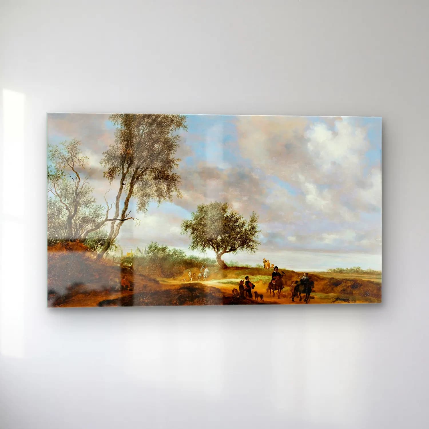 Salomon van Ruysdael – Landscape with hunters cam tablo — sol açıdan görünüm