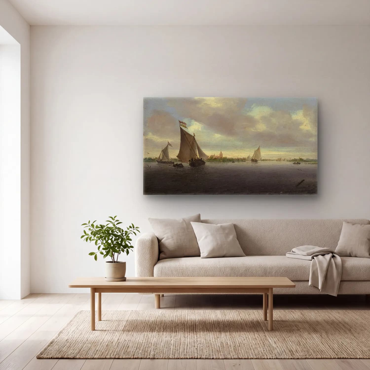 Salomon van Ruysdael – Marine cam tablo — açık renk salonda