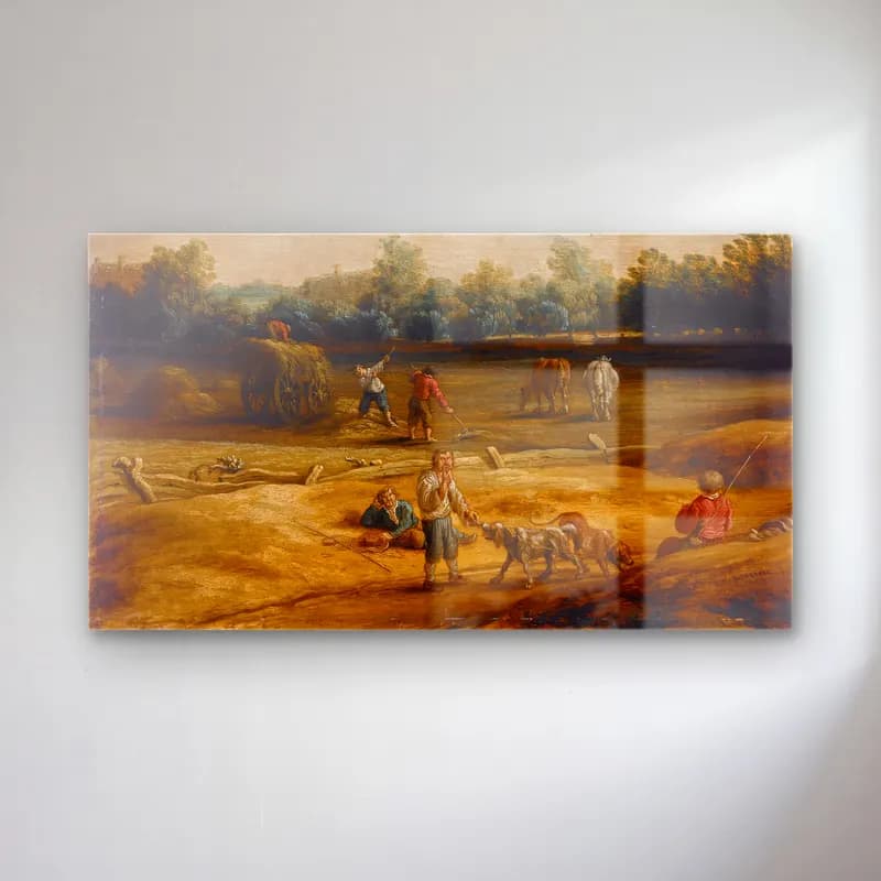 Salomon van Ruysdael – Peasants harvesting cam tablo — Salomon van Ruysdael – Peasants harvesting — yağlı boya buğday tarlası
