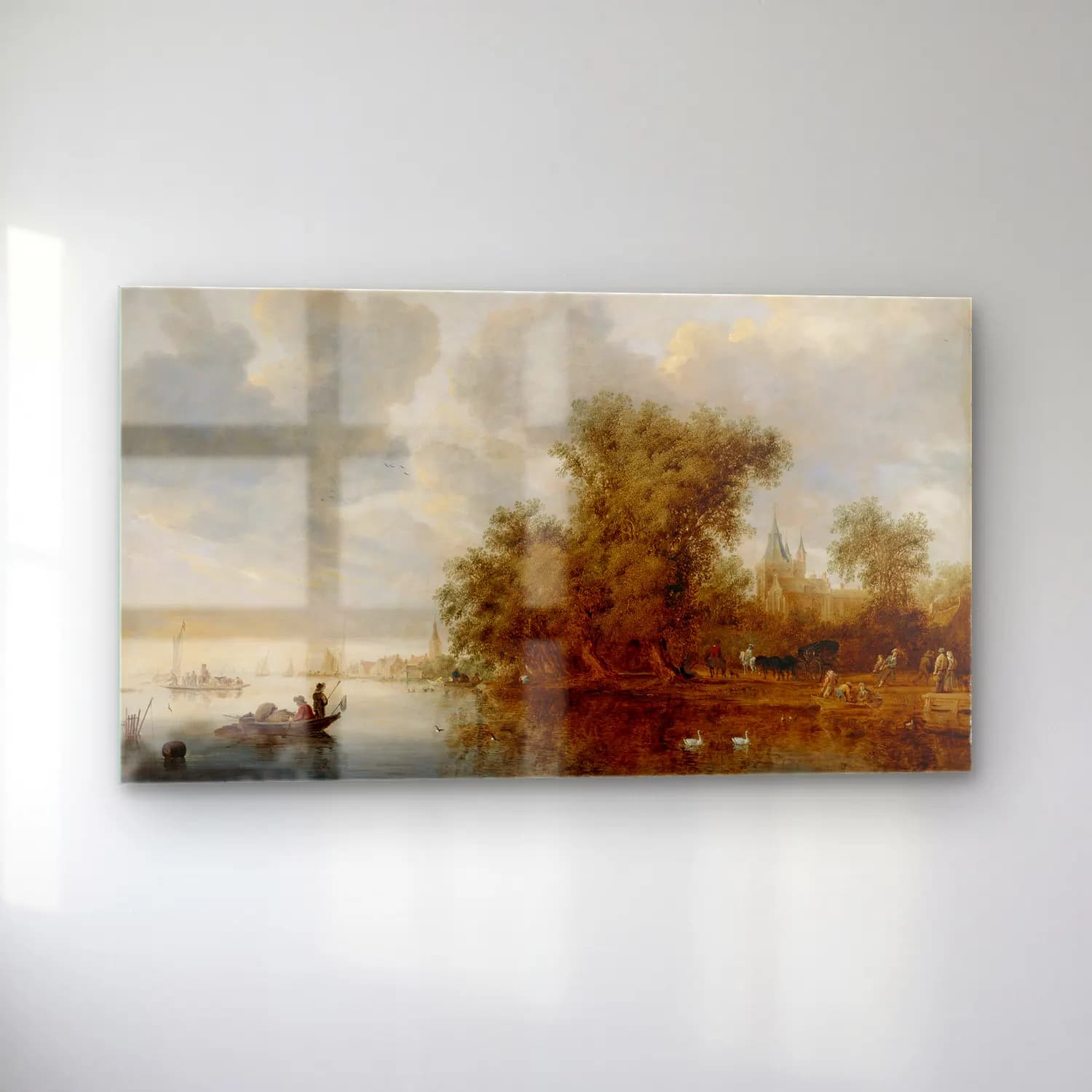 Salomon van Ruysdael – River Landscape cam tablo — sol açıdan görünüm