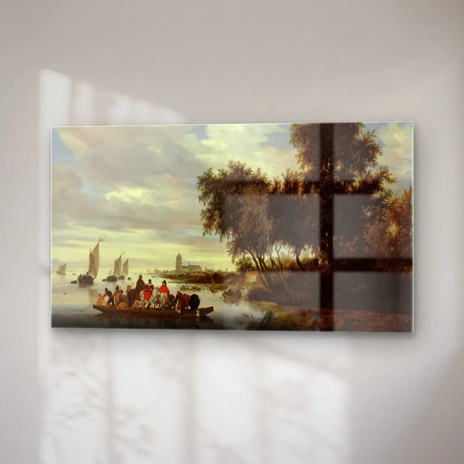 Salomon van Ruysdael – River Landscape with Ferry cam tablo — sağ açıdan görünüm