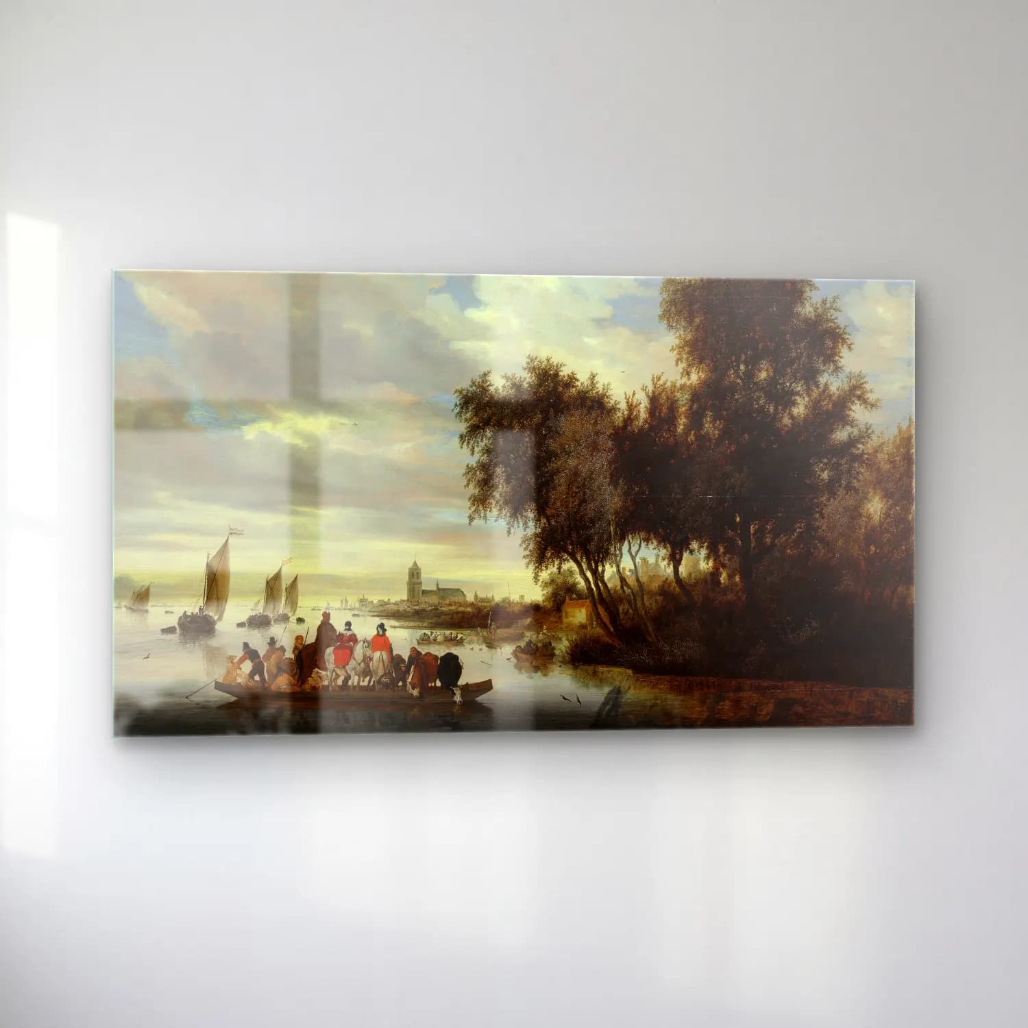 Salomon van Ruysdael – River Landscape with Ferry cam tablo — sol açıdan görünüm