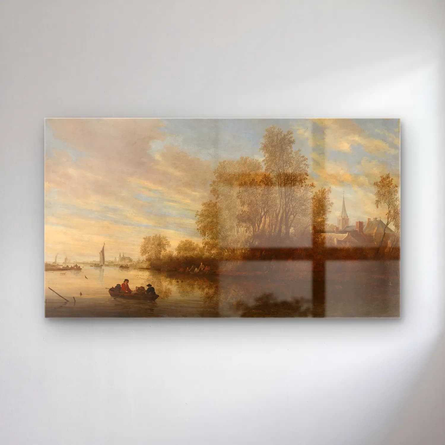 Salomon van Ruysdael – River view near Deventer cam tablo — Salomon van Ruysdael – River view near Deventer — yağlı boya kırda nehir