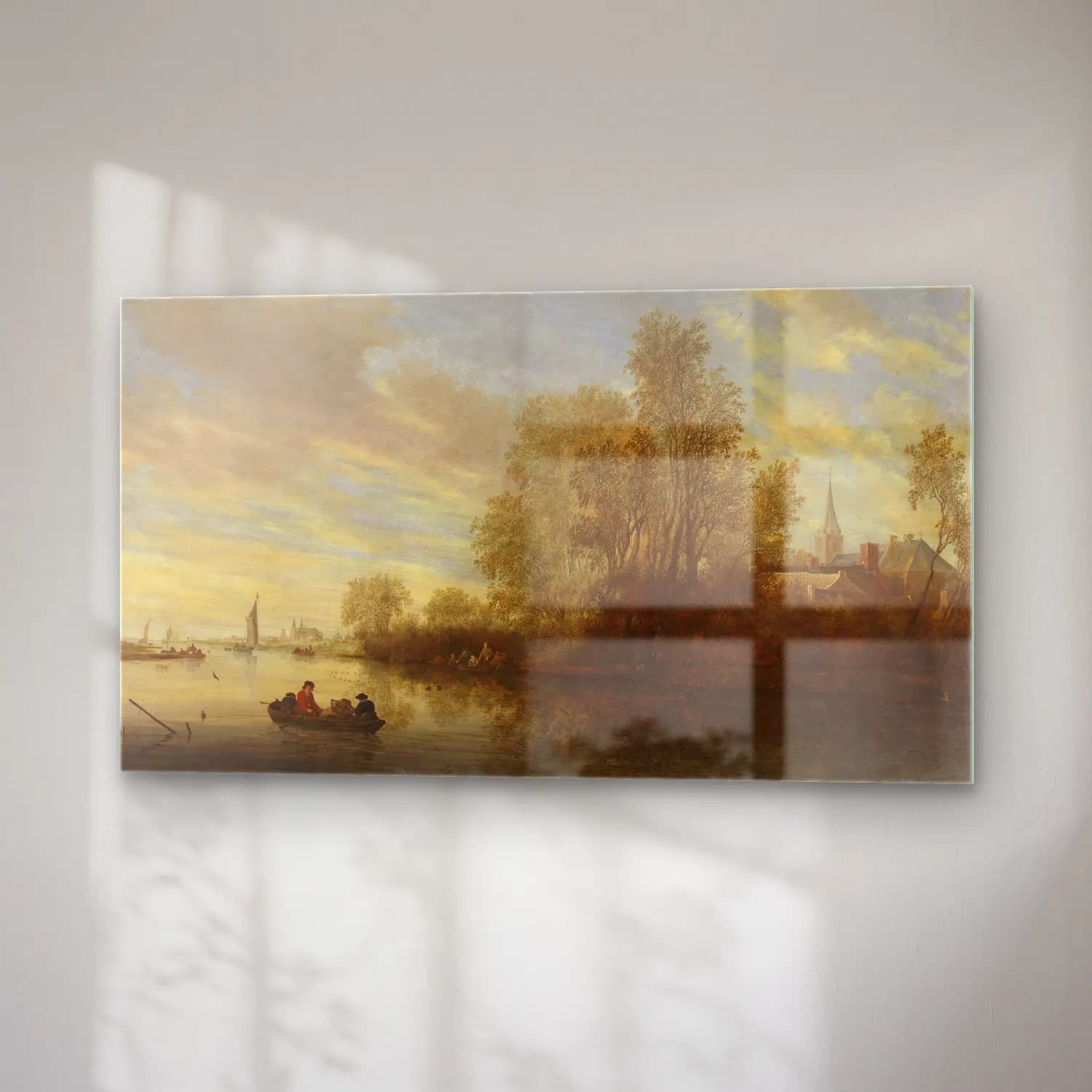 Salomon van Ruysdael – River view near Deventer cam tablo — sağ açıdan görünüm