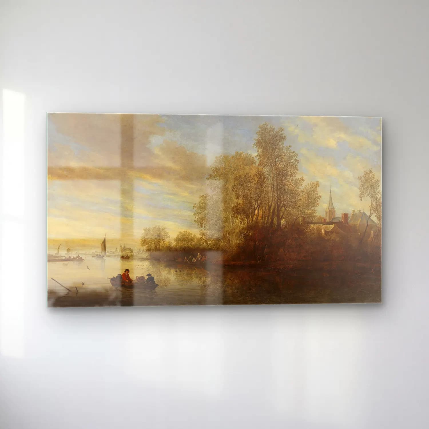 Salomon van Ruysdael – River view near Deventer cam tablo — sol açıdan görünüm