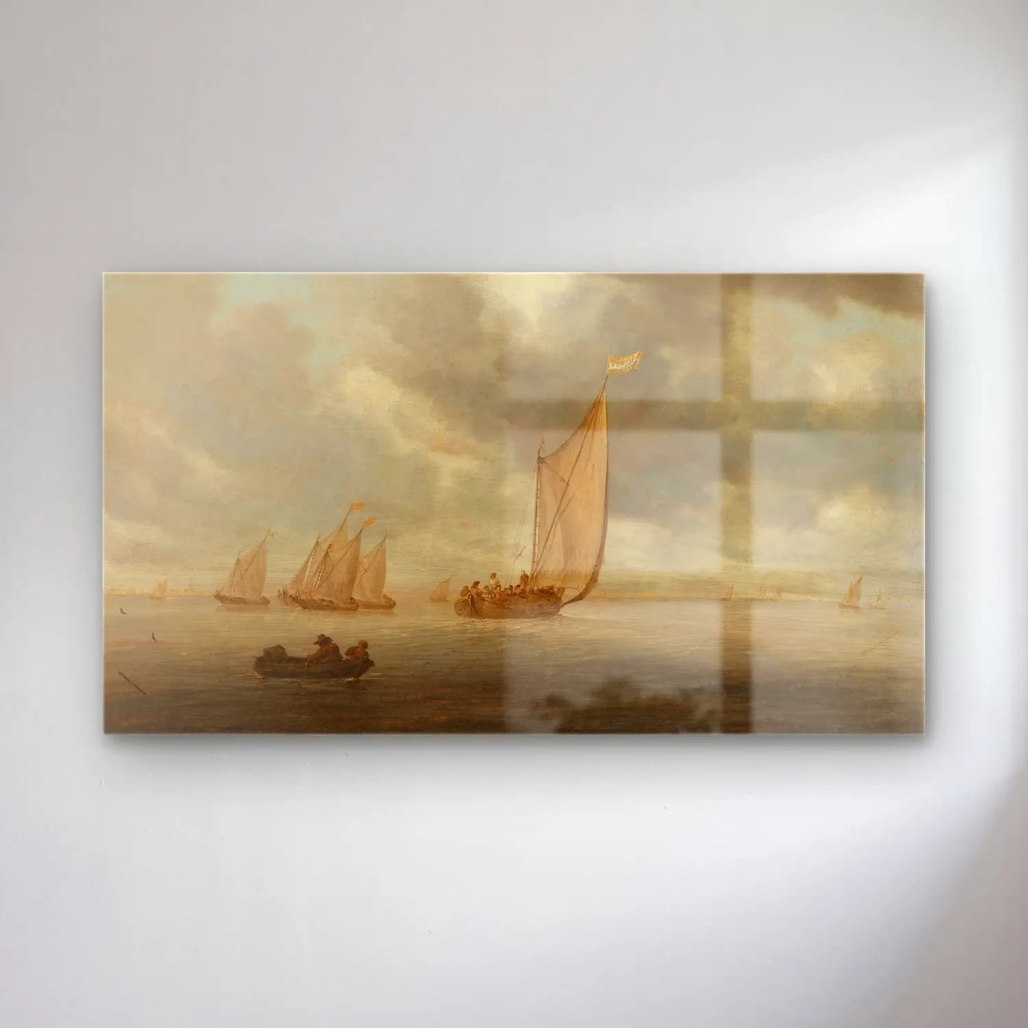 Salomon van Ruysdael – Sailing vessels on a inland body of water cam tablo — Salomon van Ruysdael – Sailing vessels on a inland body of water — yağlı boya yelkenliler