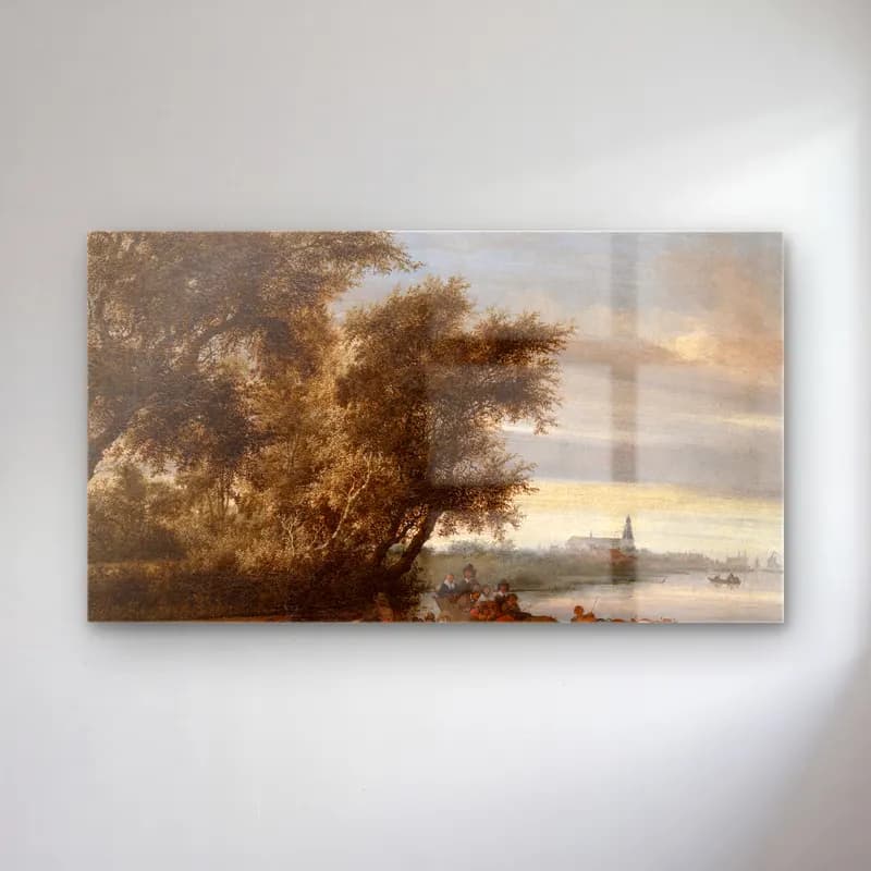 Salomon van Ruysdael – The Ferry cam tablo — Salomon van Ruysdael – The Ferry — yağlı boya kırda nehir