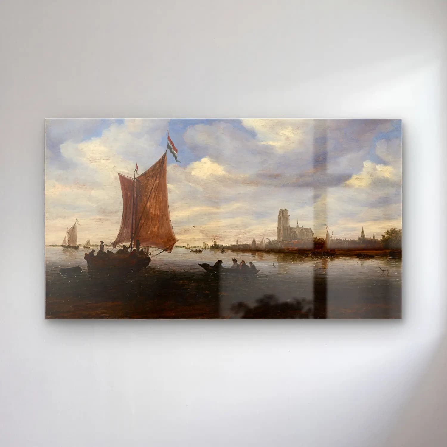 Salomon van Ruysdael – View of Dordrecht (ca. 1660) cam tablo — Salomon van Ruysdael – View of Dordrecht (ca. 1660) — yağlı boya liman ve tekneler