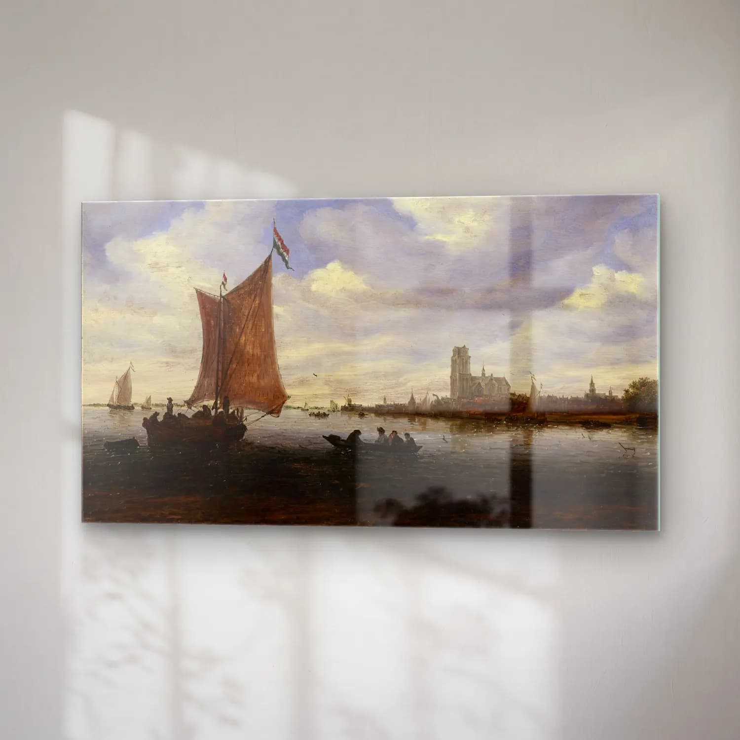 Salomon van Ruysdael – View of Dordrecht (ca. 1660) cam tablo — sağ açıdan görünüm