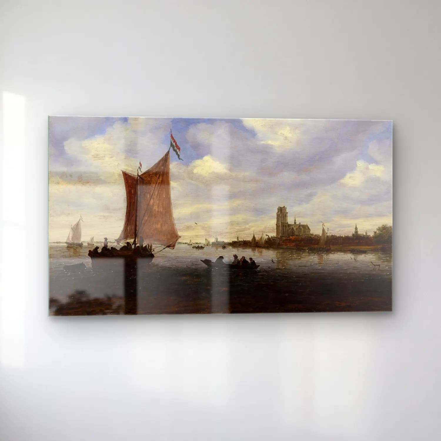 Salomon van Ruysdael – View of Dordrecht (ca. 1660) cam tablo — sol açıdan görünüm