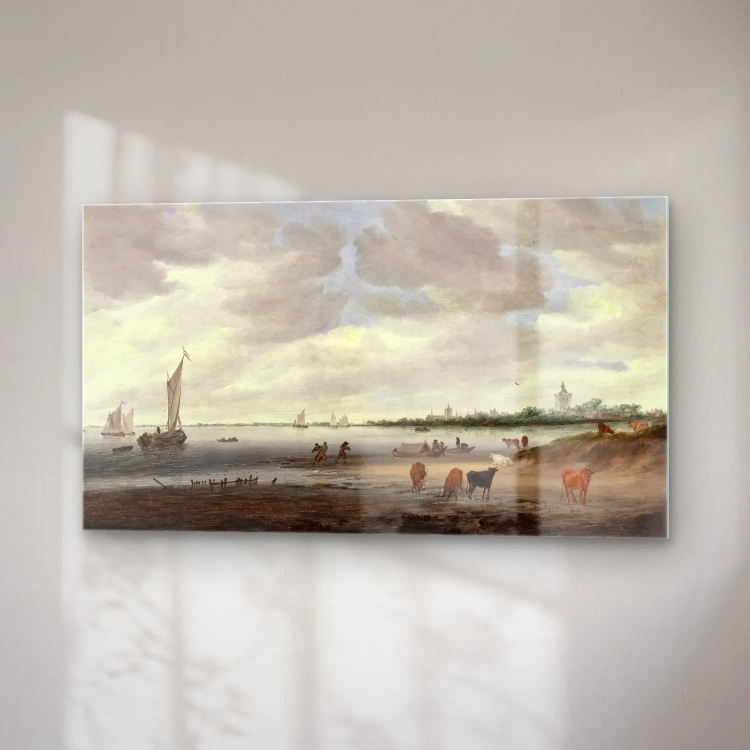 Salomon van Ruysdael – View of the River Lek and the Town of Vianen cam tablo — sağ açıdan görünüm